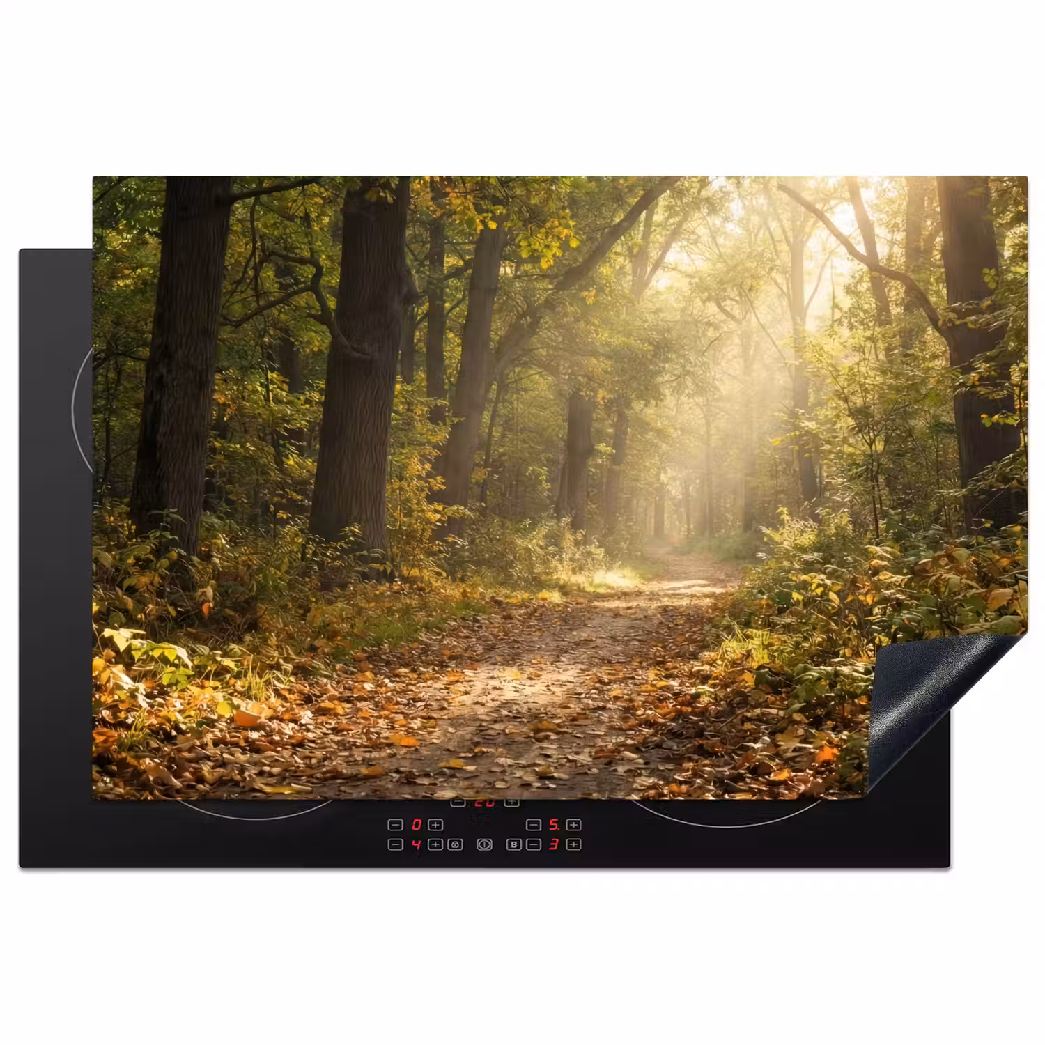 Zonlicht - Bospad - Bomen Inductie beschermer vinyl 3mm klein -3d