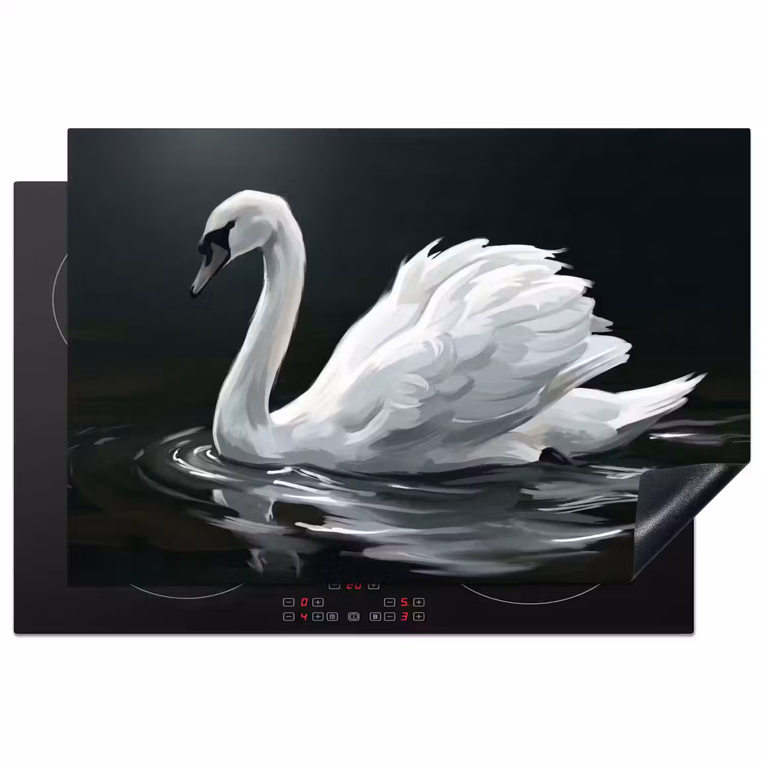 Zwaan - Water - Natuur - Realistisch - Wit Inductie beschermer vinyl 3mm klein -3d