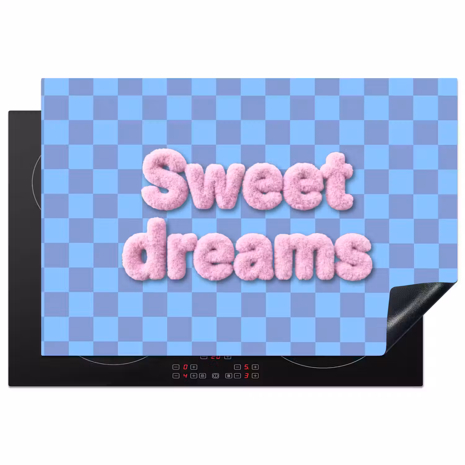 Sweet dreams - Vierkanten - Roze - Blauw Inductie beschermer vinyl 3mm klein -3d