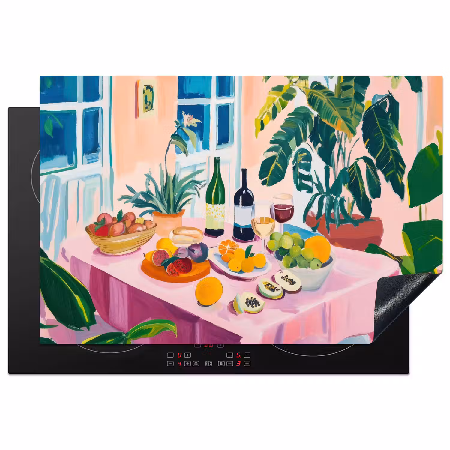 Tafel - Wijn - Fruit Inductie beschermer vinyl 3mm klein -3d