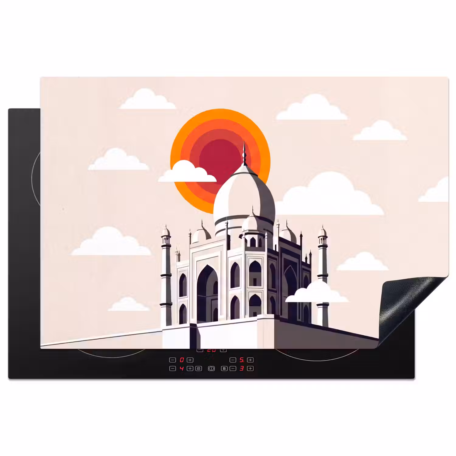 Taj Mahal - Zon - Koepel - Architectuur - India - Grafisch Inductie beschermer vinyl 3mm klein -3d