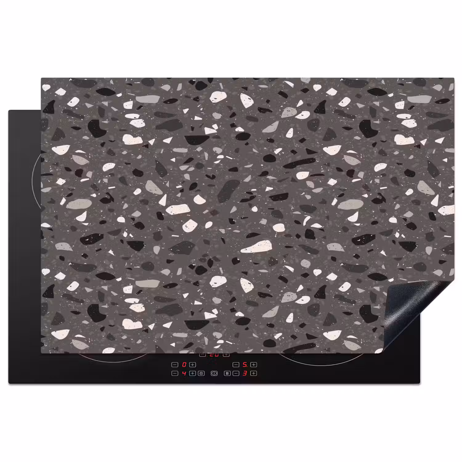 Terrazzo - Patroon - Grijs Inductie beschermer vinyl 3mm klein 276 -3d