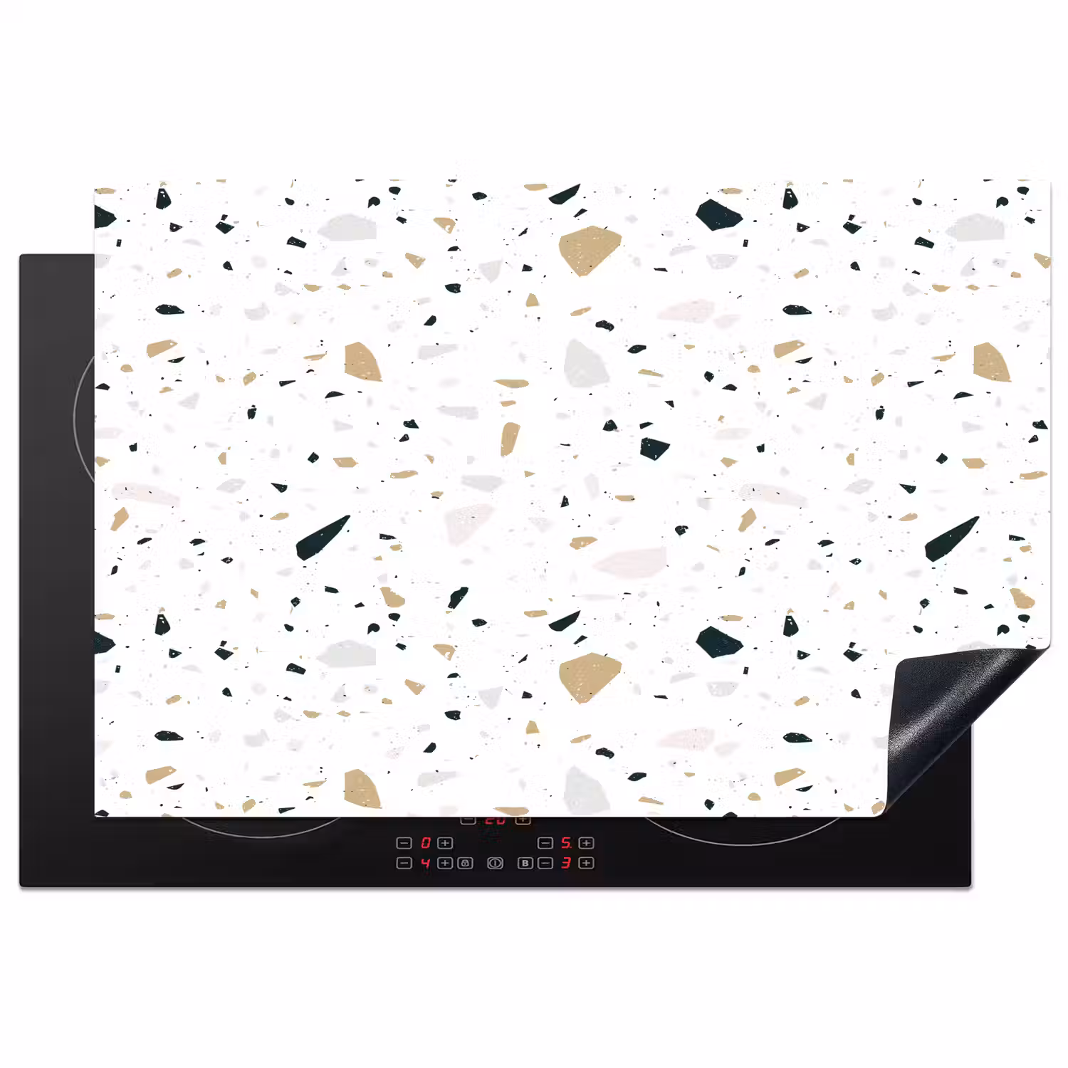 Terrazzo - Patroon - Wit - Neutraal Inductie beschermer vinyl 3mm klein 276 -3d