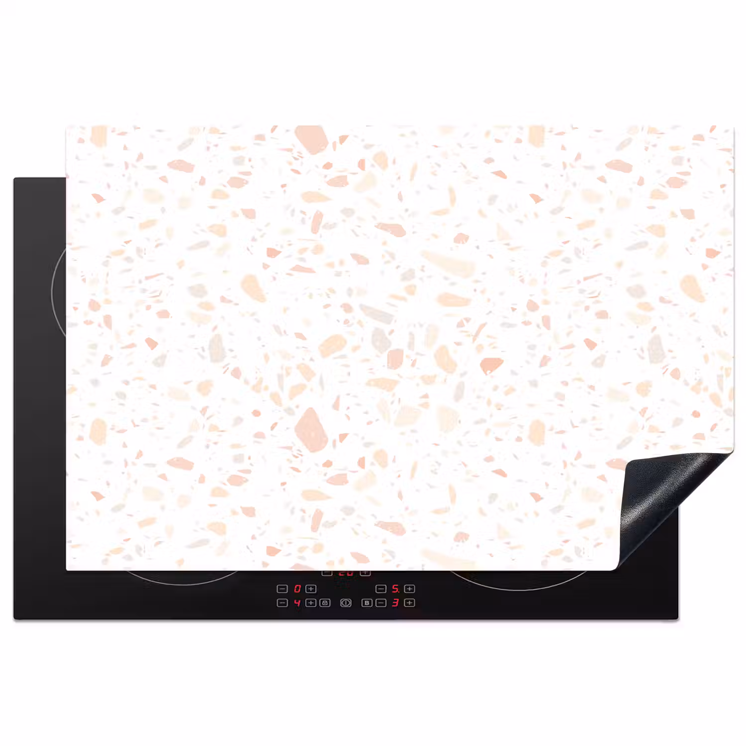 Terrazzo - Patroon - Wit - Perzik Inductie beschermer vinyl 3mm klein 276 -3d