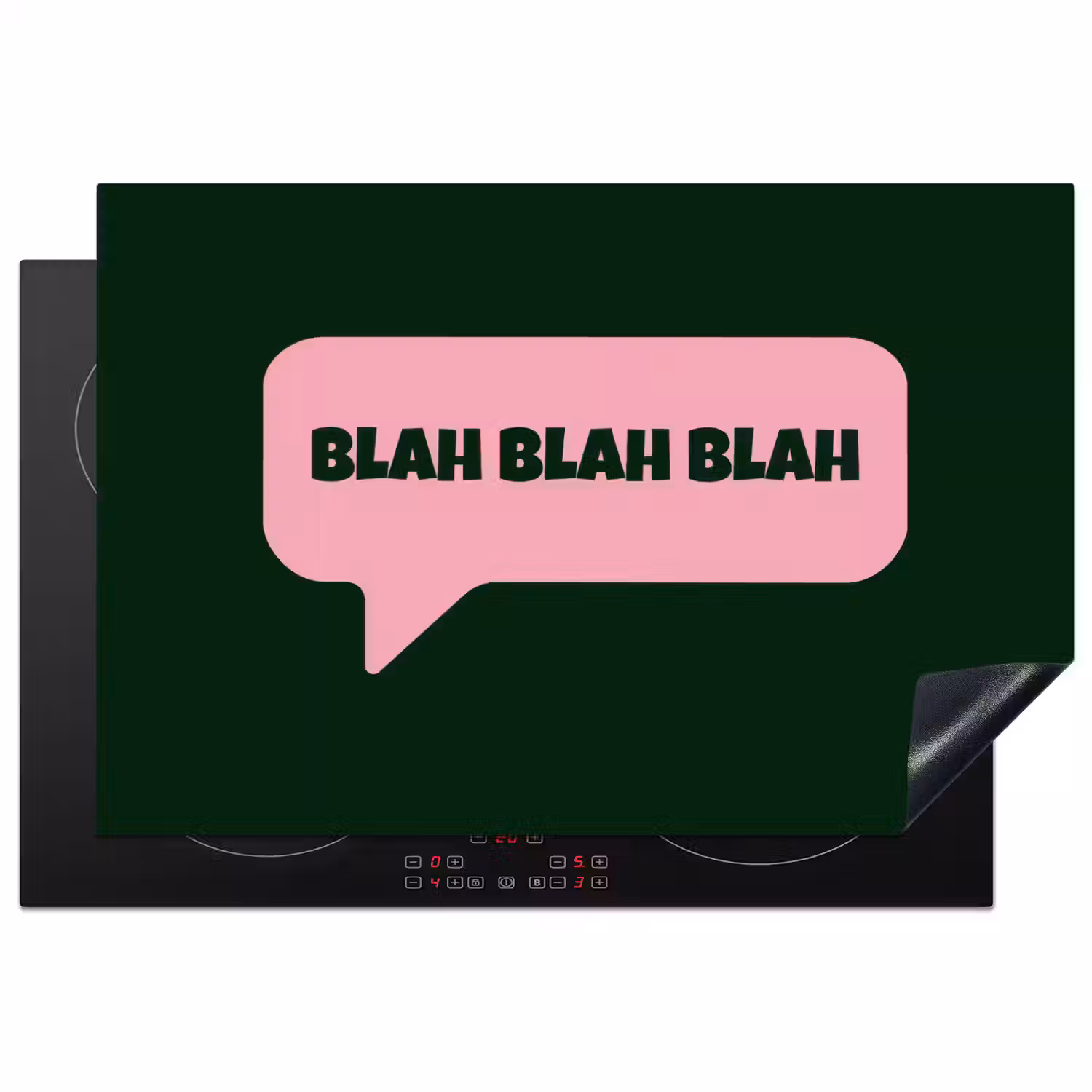 Tekstwolk - BLAH BLAH BLAH - Roze Inductie beschermer vinyl 3mm klein -3d