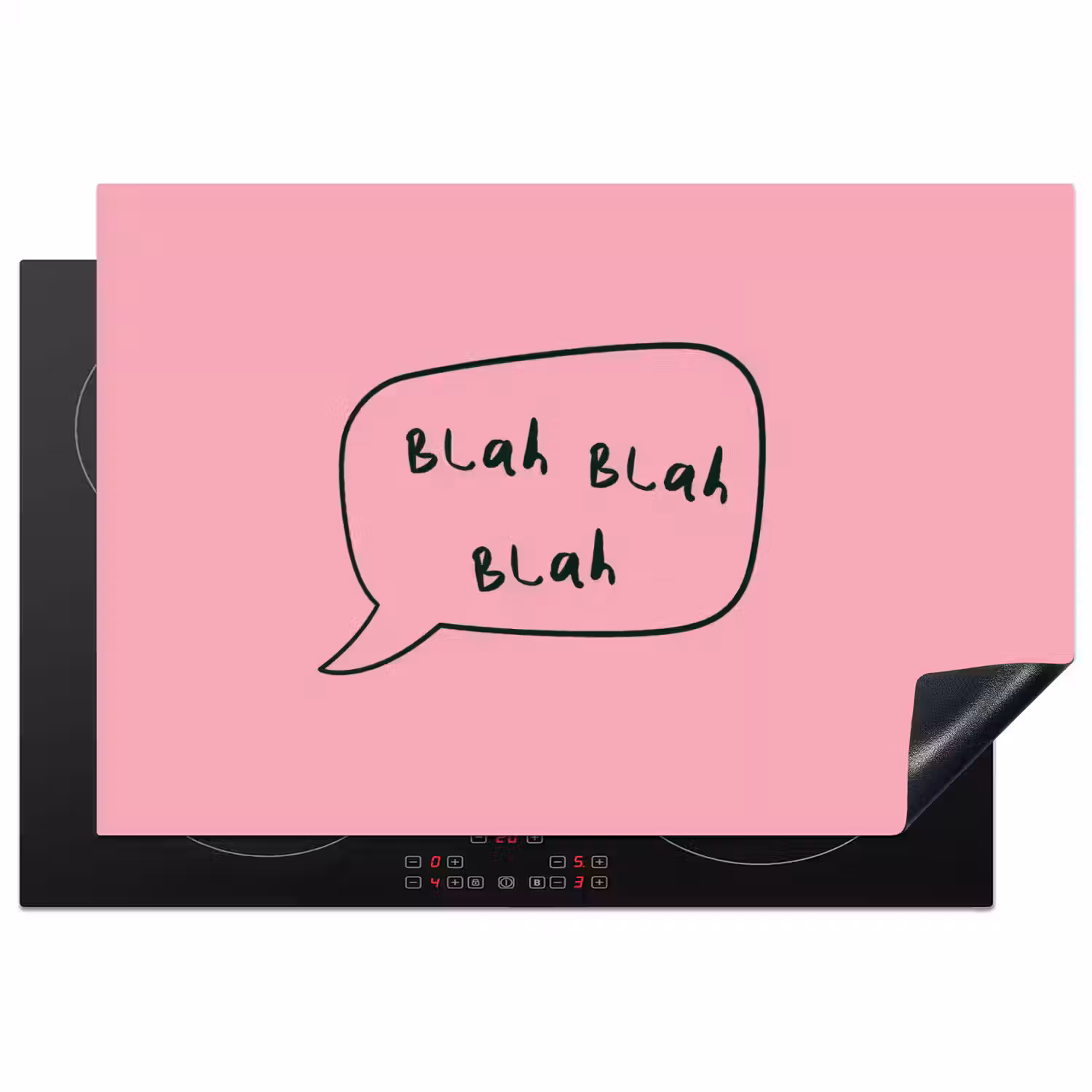 Tekstwolkje - BLAH BLAH BLAH - Roze Inductie beschermer vinyl 3mm klein -3d