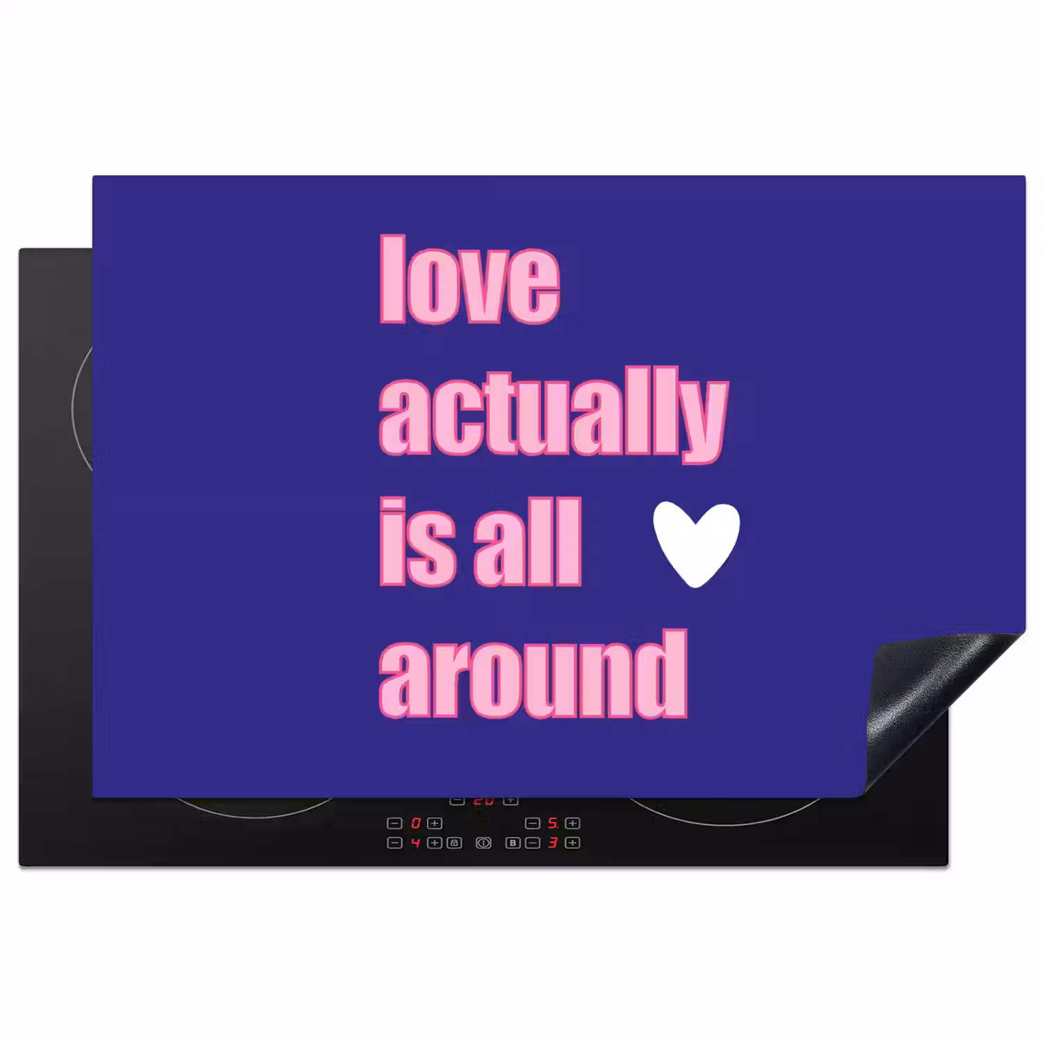 Tekst - Valentijn - Love - Blauw Inductie beschermer vinyl 3mm klein -3d