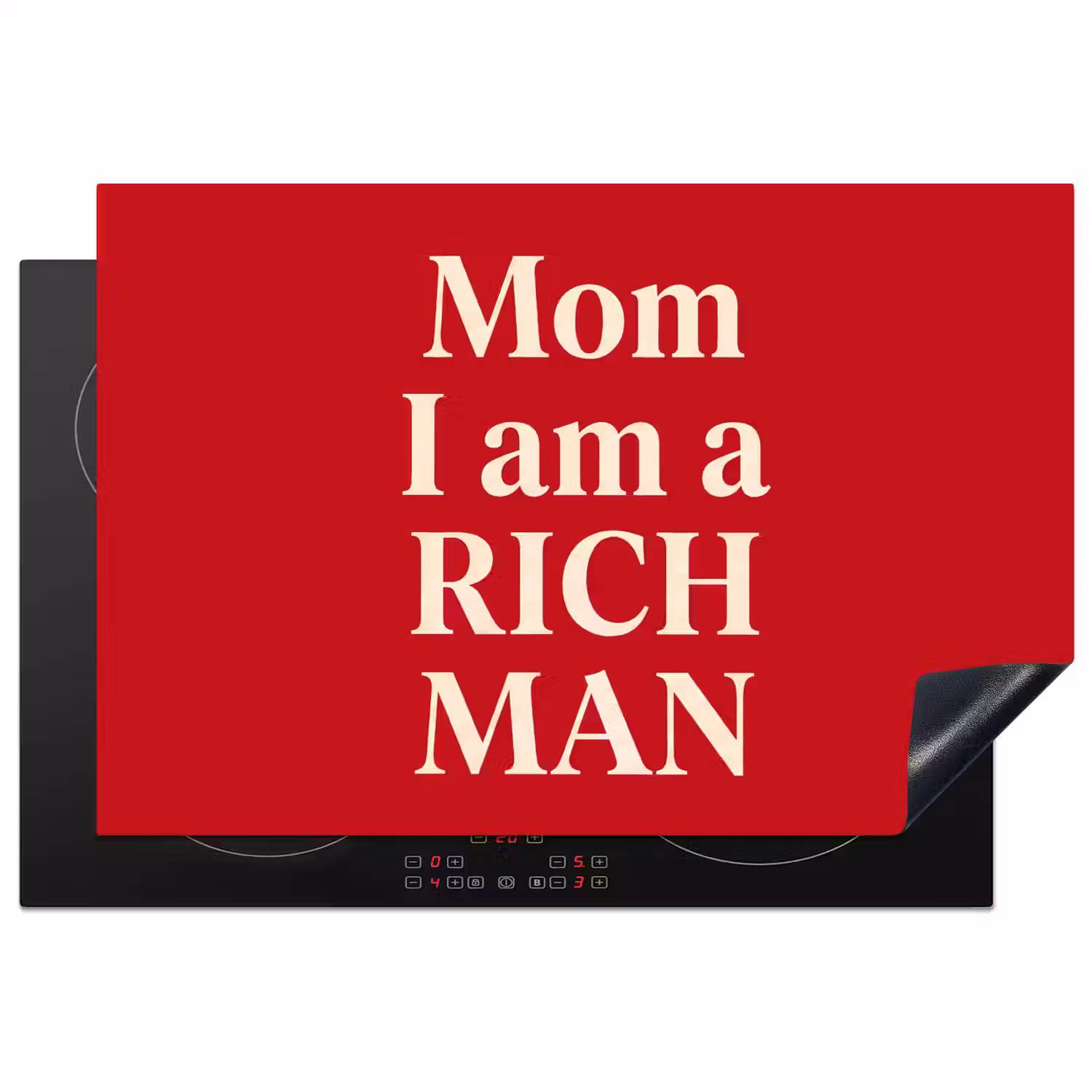 Tekst - Rijkdom - Motivatie - Rood - Modern Inductie beschermer vinyl 3mm klein -3d