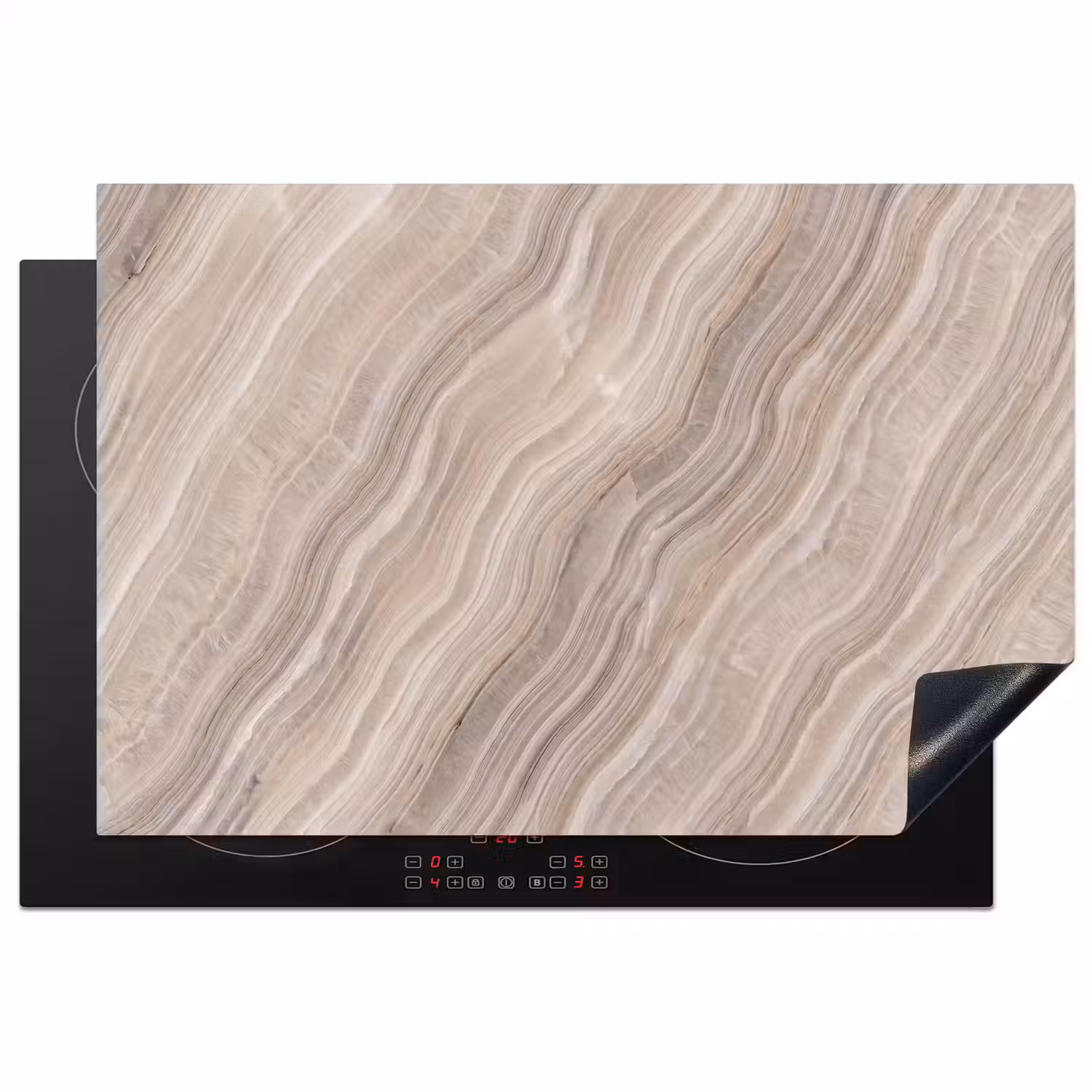 Textuur - Golvend - Abstract - Modern - Beige Inductie beschermer vinyl 3mm klein -3d