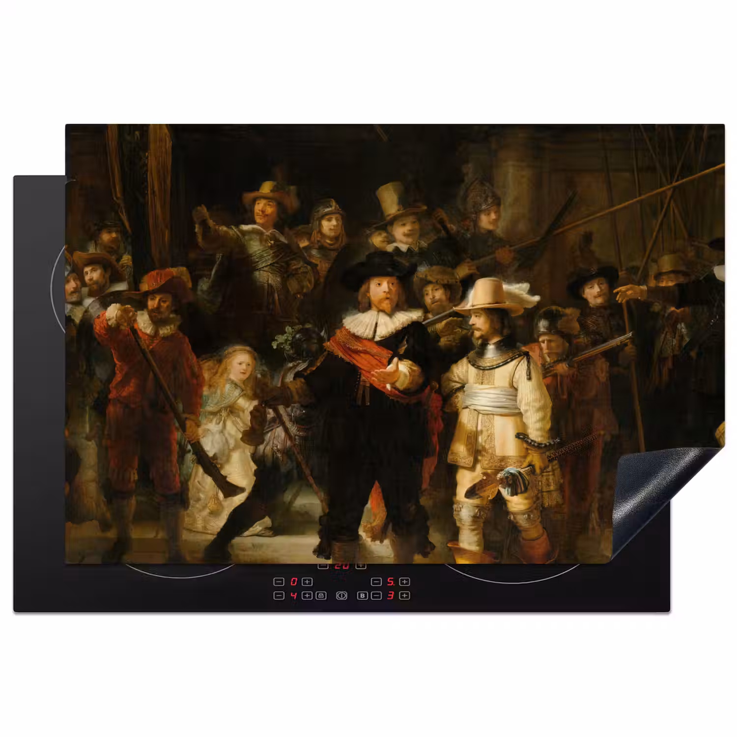 De Nachtwacht - Schilderij van Rembrandt van Rijn Inductie beschermer vinyl 3mm klein -3d