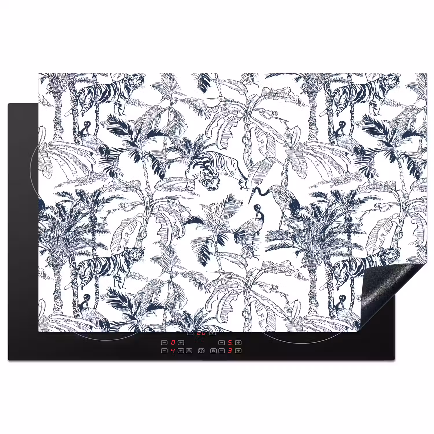 Tijger - Jungle - Blauw Inductie beschermer vinyl 3mm klein 276 -3d