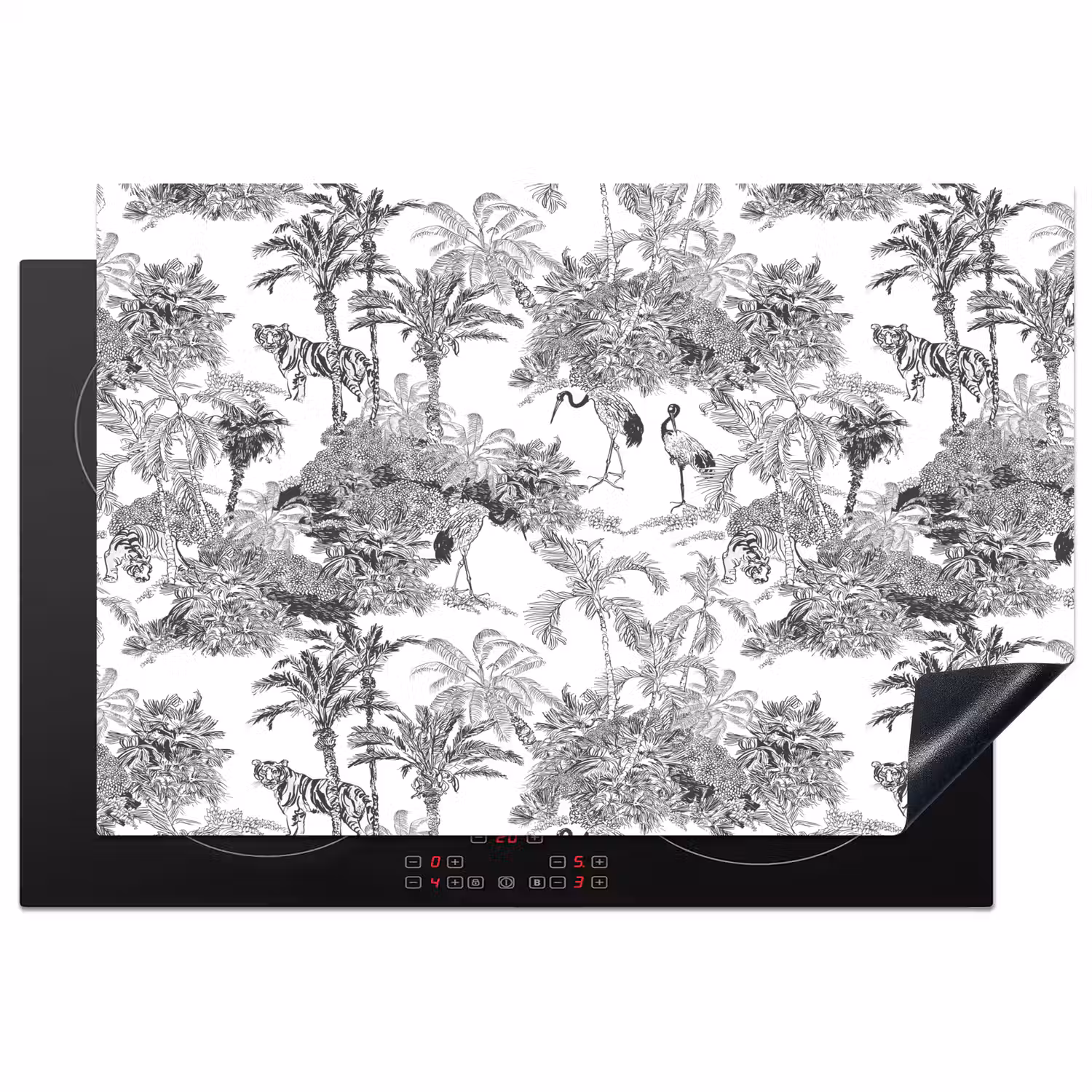 Tijger - Jungle - Patroon - Grijs Inductie beschermer vinyl 3mm klein 276 -3d