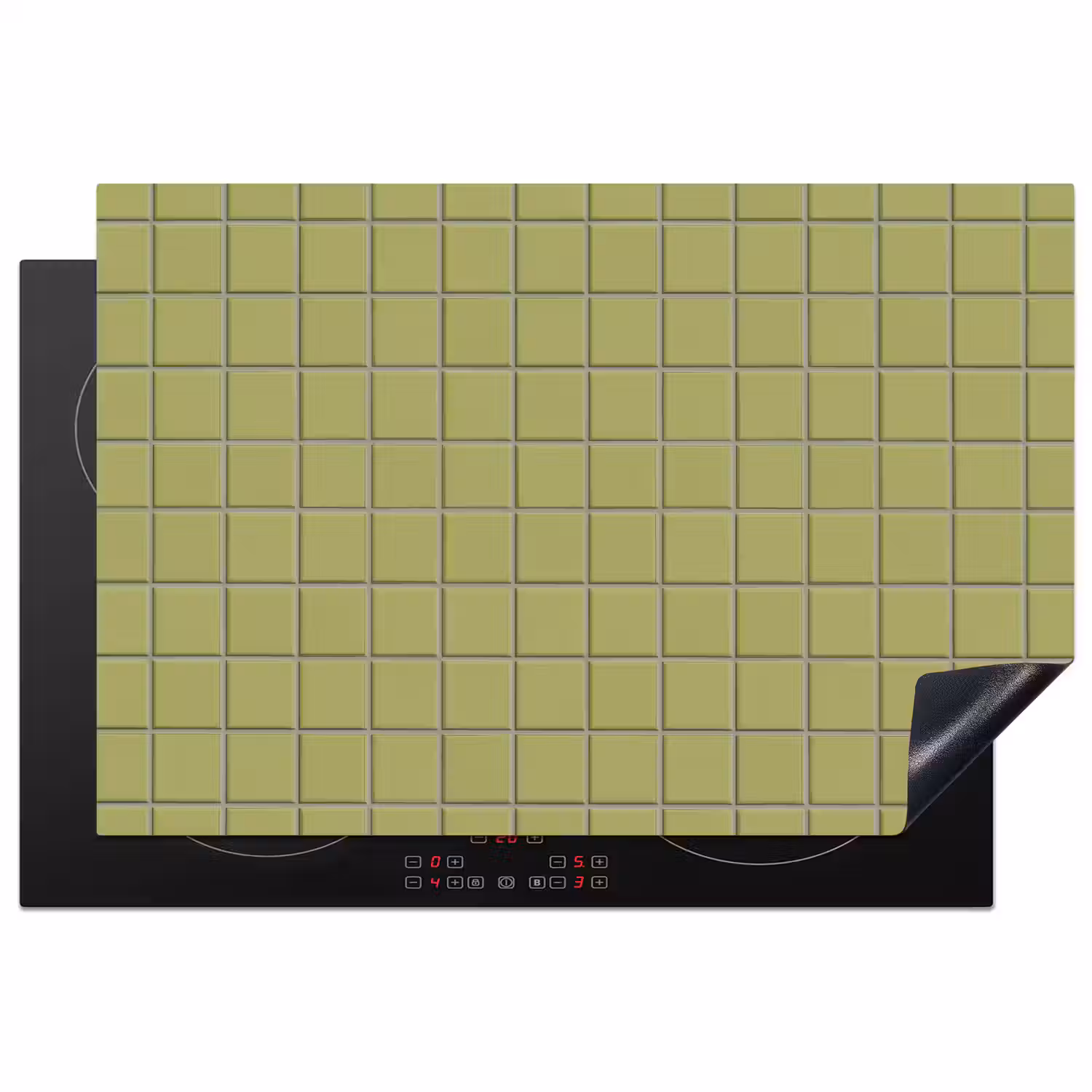 Tegel - Patroon - Olijfgroen Inductie beschermer vinyl 3mm klein 276 -3d
