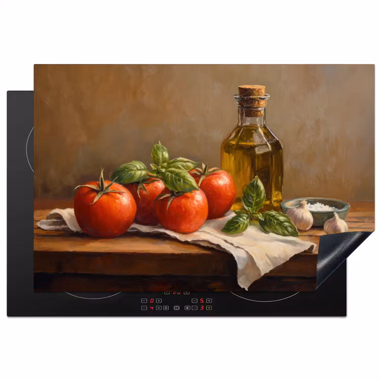 Tomaten - Olijfolie - Stilleven Inductie beschermer vinyl 3mm klein -3d