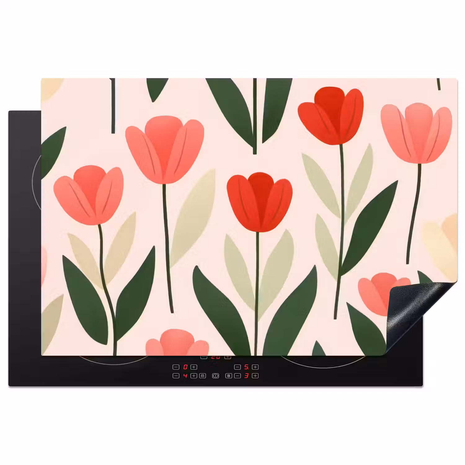 Tulpen - Modern - Roze Inductie beschermer vinyl 3mm klein -3d