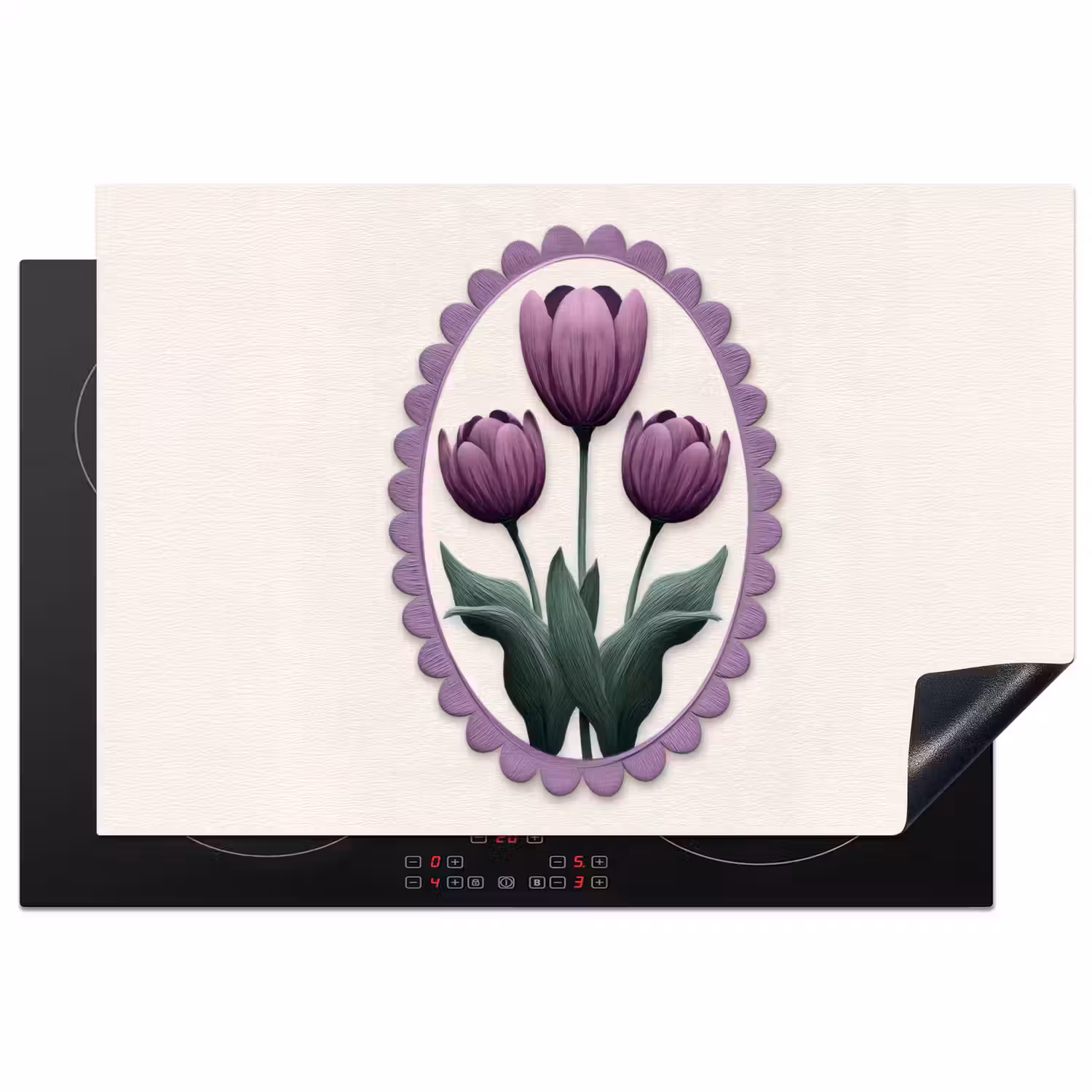 Tulpen - Paars - Lijst - Bladeren Inductie beschermer vinyl 3mm klein -3d
