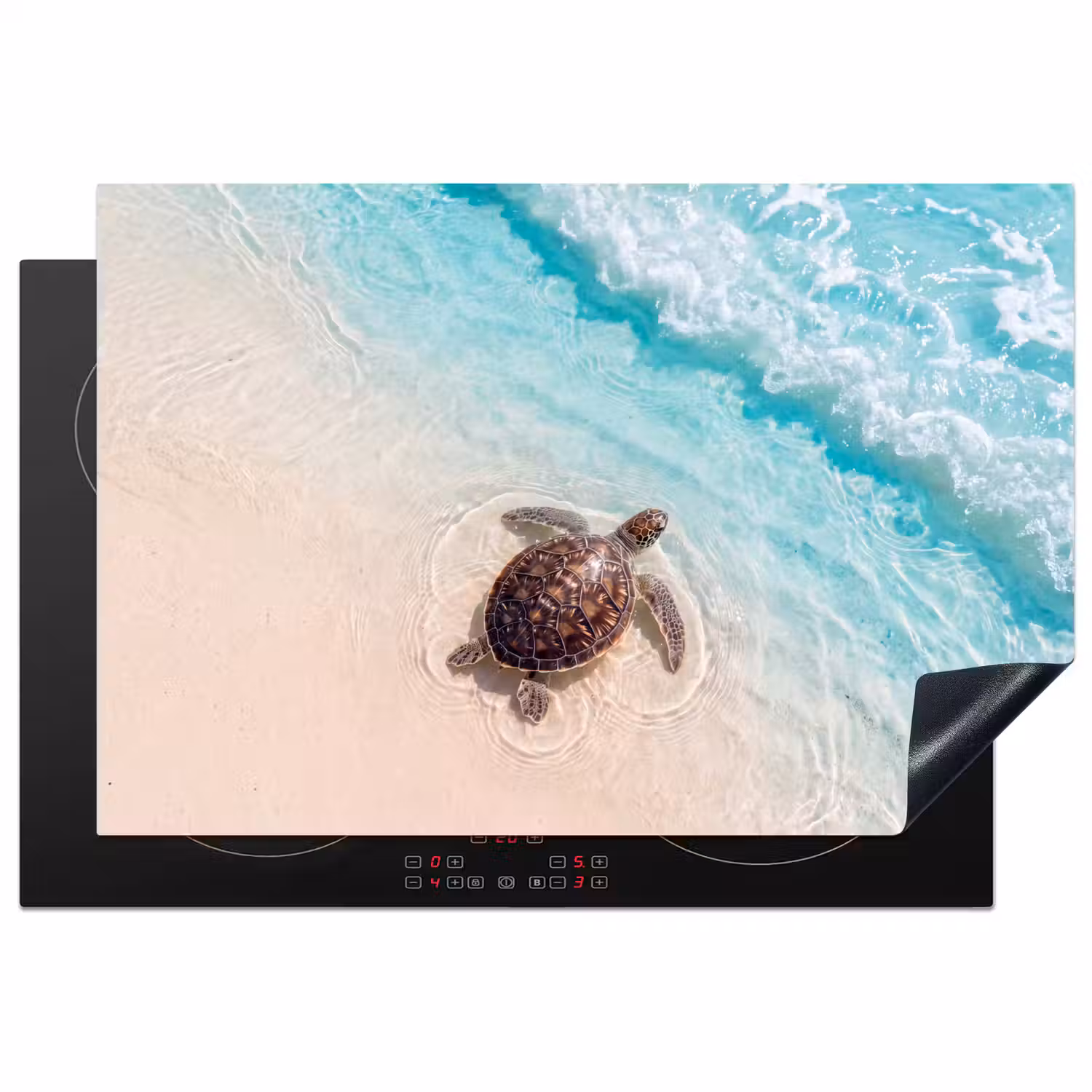 Schildpad - Helder water - Strand - Dieren - Natuur Inductie beschermer vinyl 3mm klein -3d