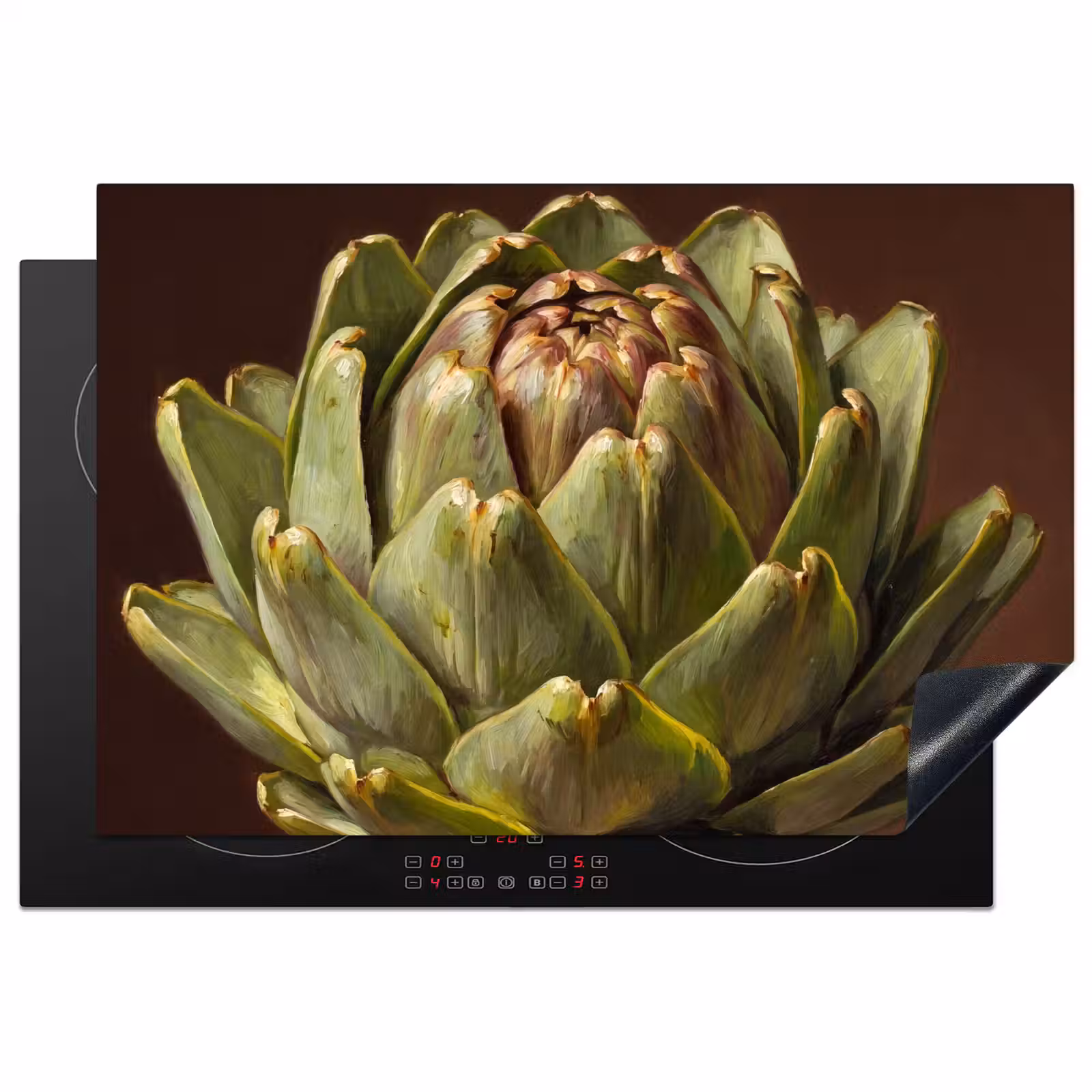 Induction Hob Cover - Vegetable - Artichoke - Green - Groente - Artisjok - Groen Inductie beschermer vinyl 3mm klein