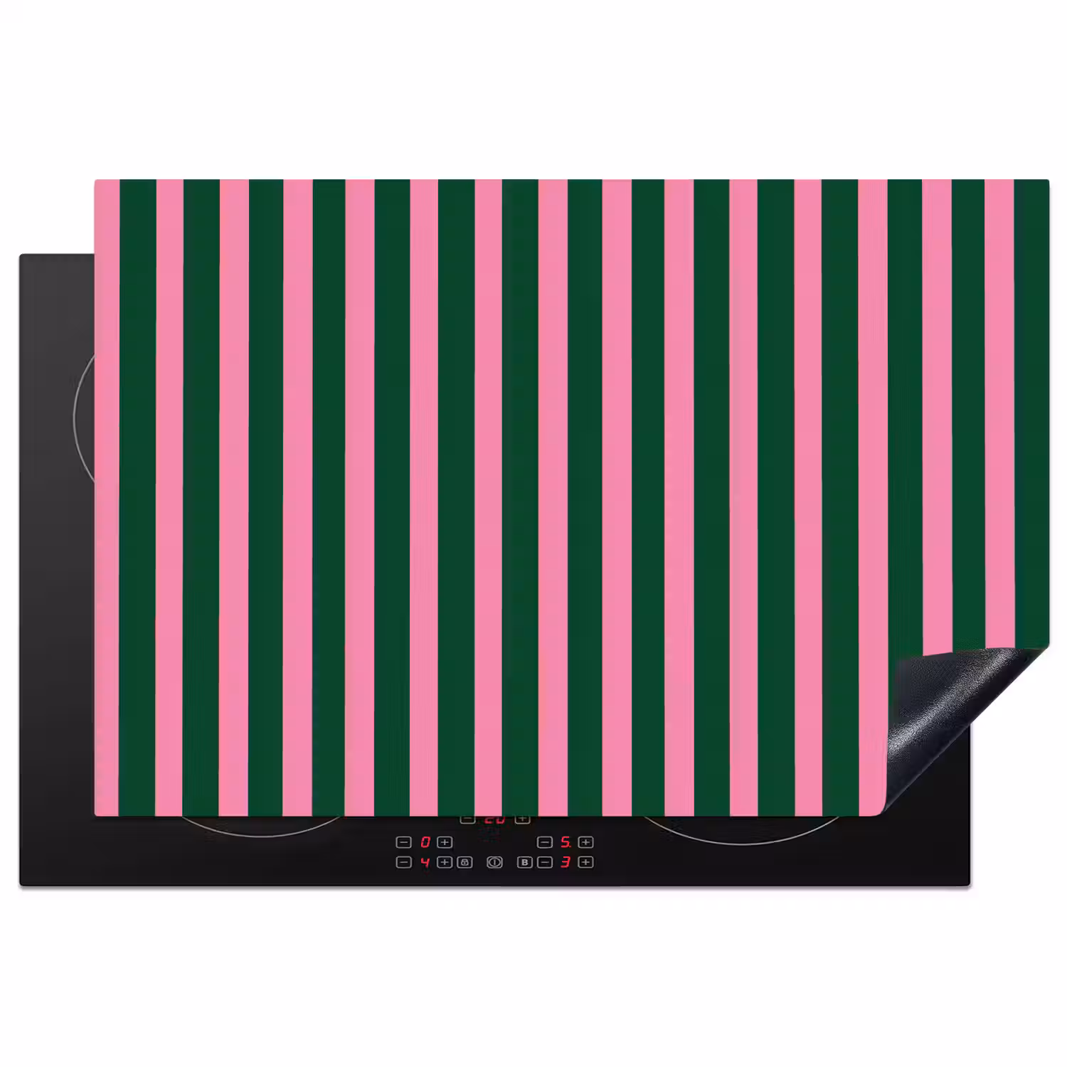 Verticale strepen - Groen - Roze Inductie beschermer vinyl 3mm klein 276 -3d