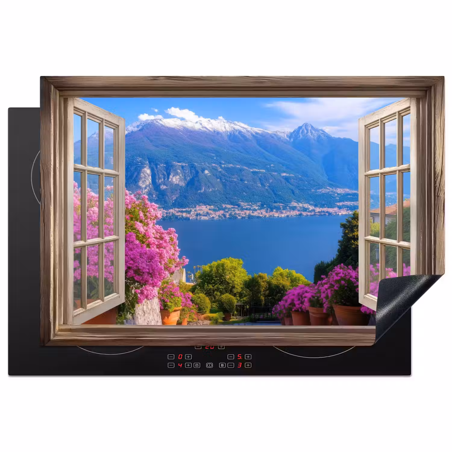 Doorkijk - Berg - Landschap - Uitzicht - Meer Inductie beschermer vinyl 3mm klein -3d