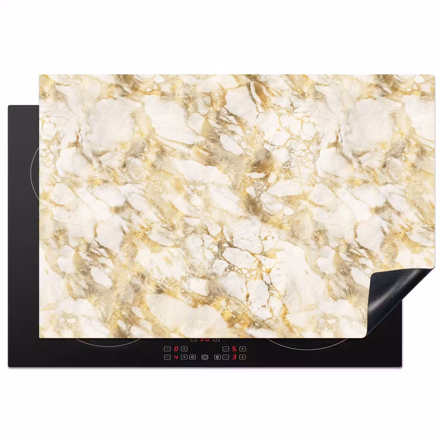 Warm - Gouden - Marmer - Patroon Inductie beschermer vinyl 3mm klein 276 -3d