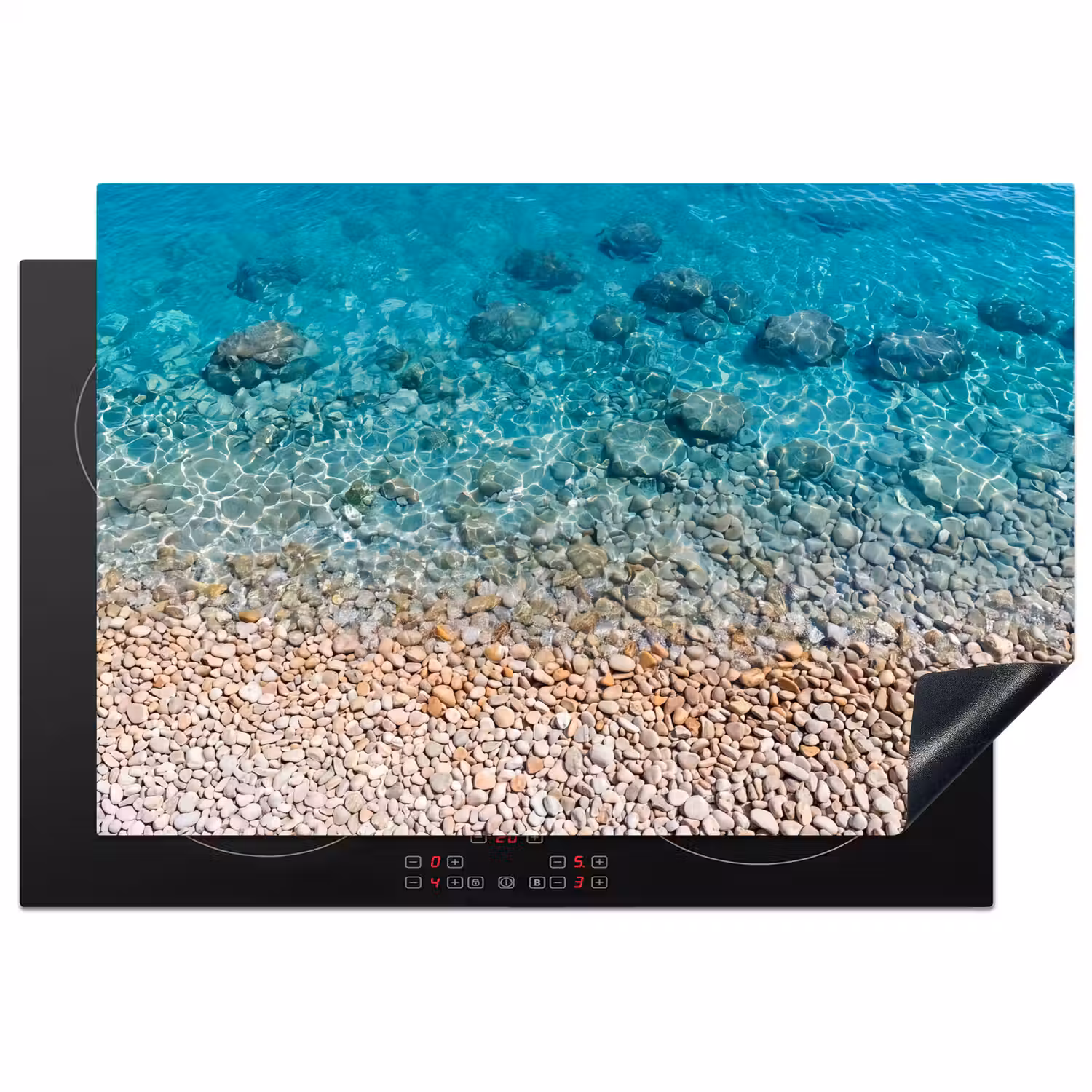 Water - Kiezels - Natuur - Levendig - Turkoois Inductie beschermer vinyl 3mm klein -3d
