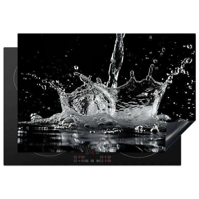 Water - Splash - Zwart Inductie beschermer vinyl 3mm klein -3d