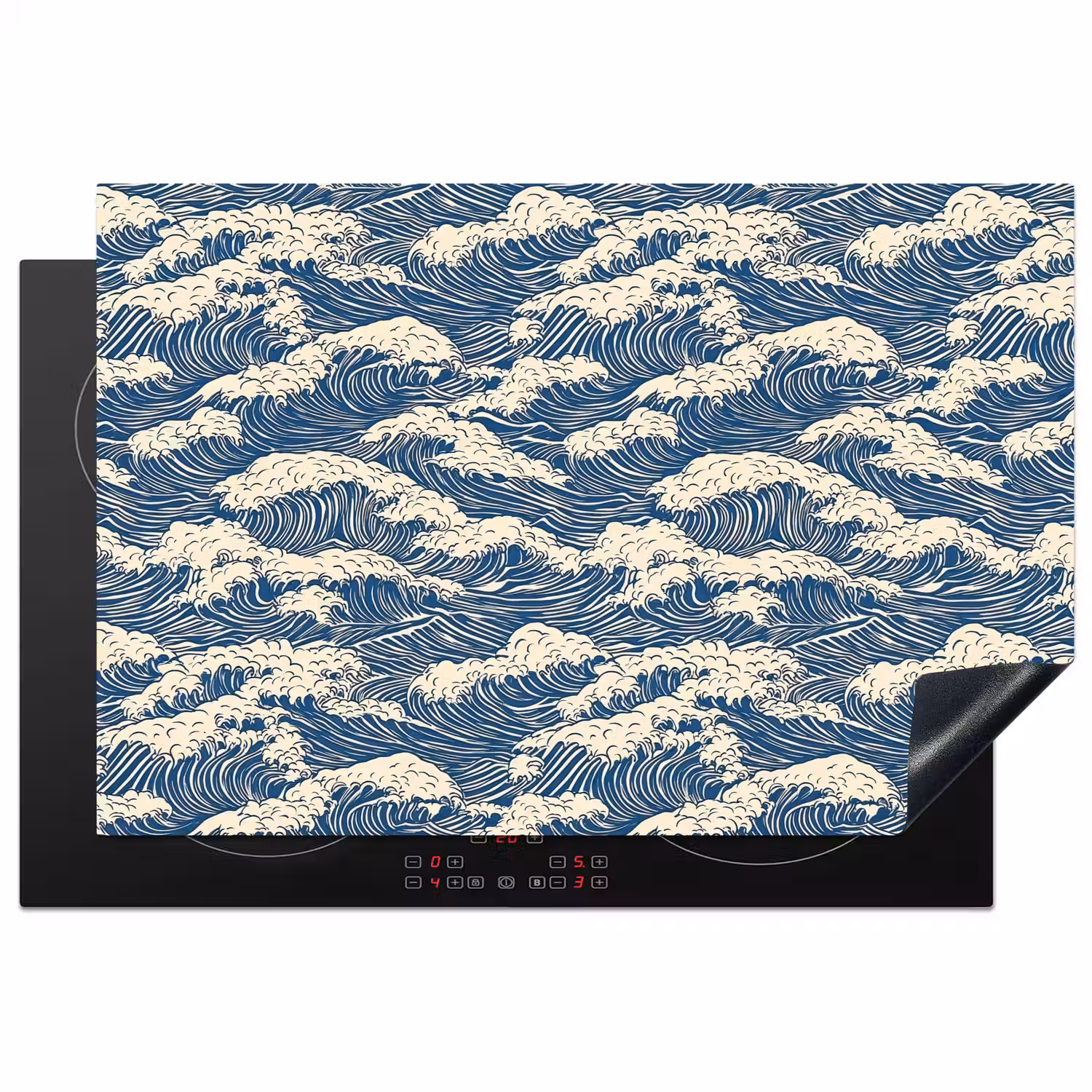 Golven - Klassiek - Blauw Inductie beschermer vinyl 3mm klein 276 -3d