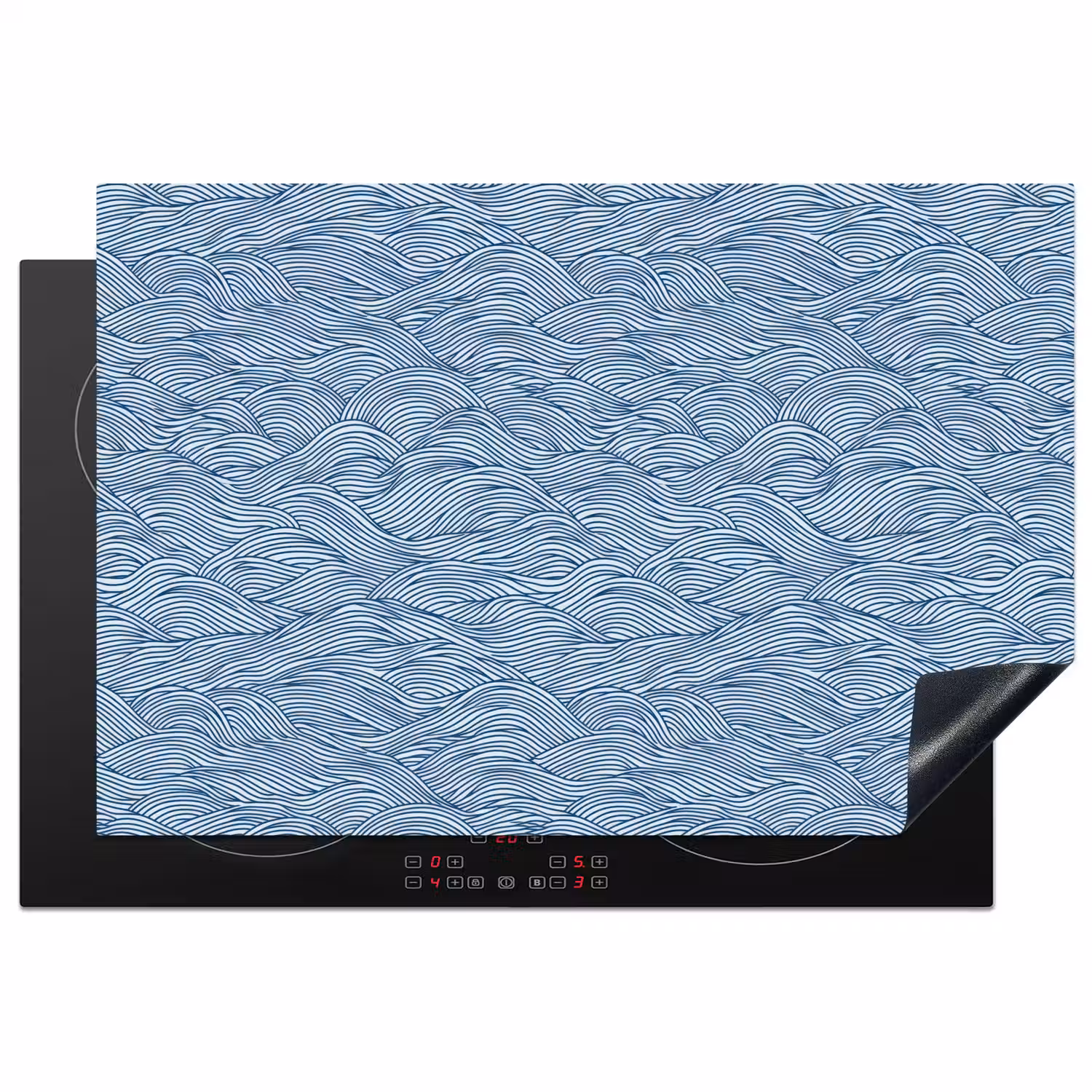 Golven - Ritmisch - Blauw Inductie beschermer vinyl 3mm klein 276 -3d