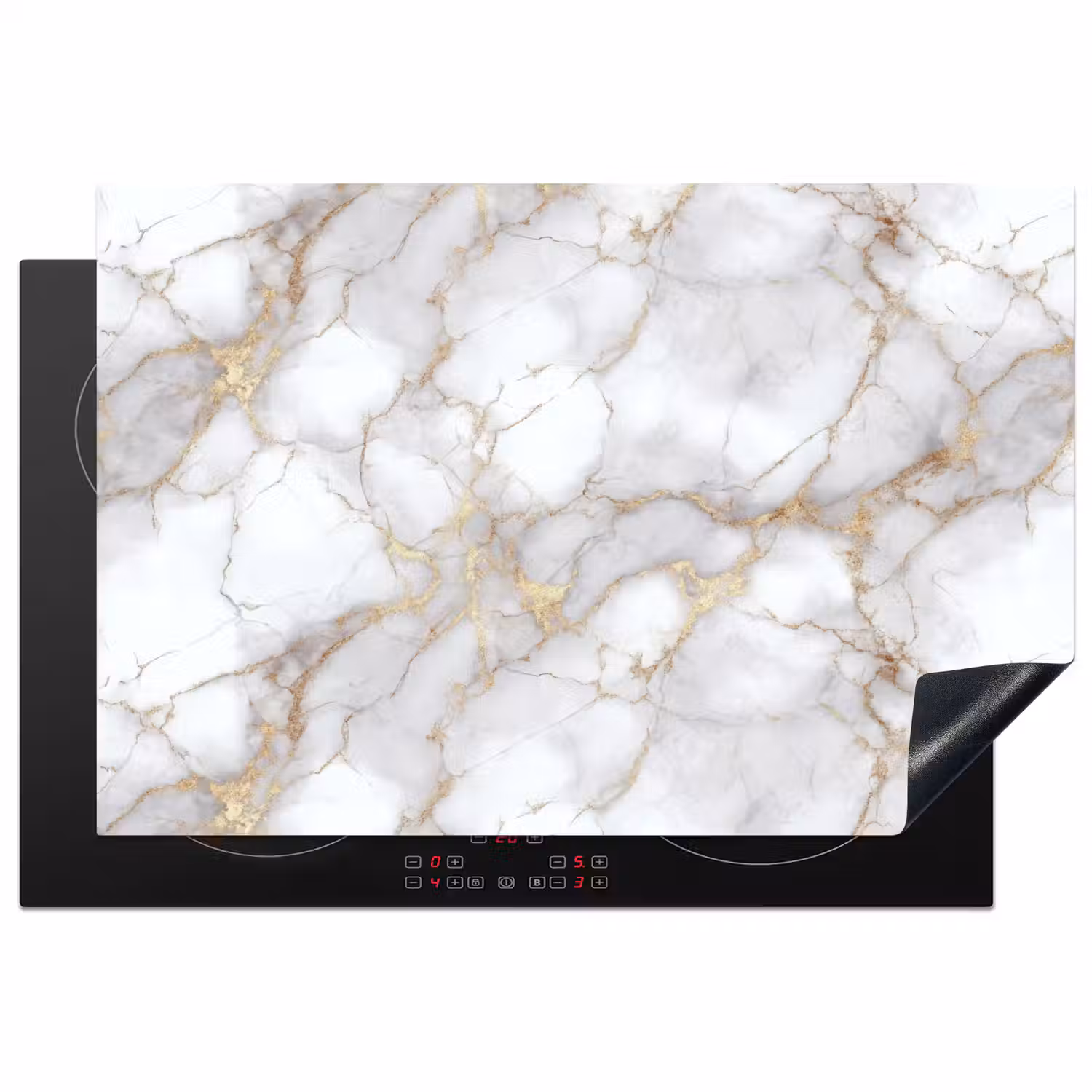 Wit - Goud - Marmer - Grijs Inductie beschermer vinyl 3mm klein 276 -3d