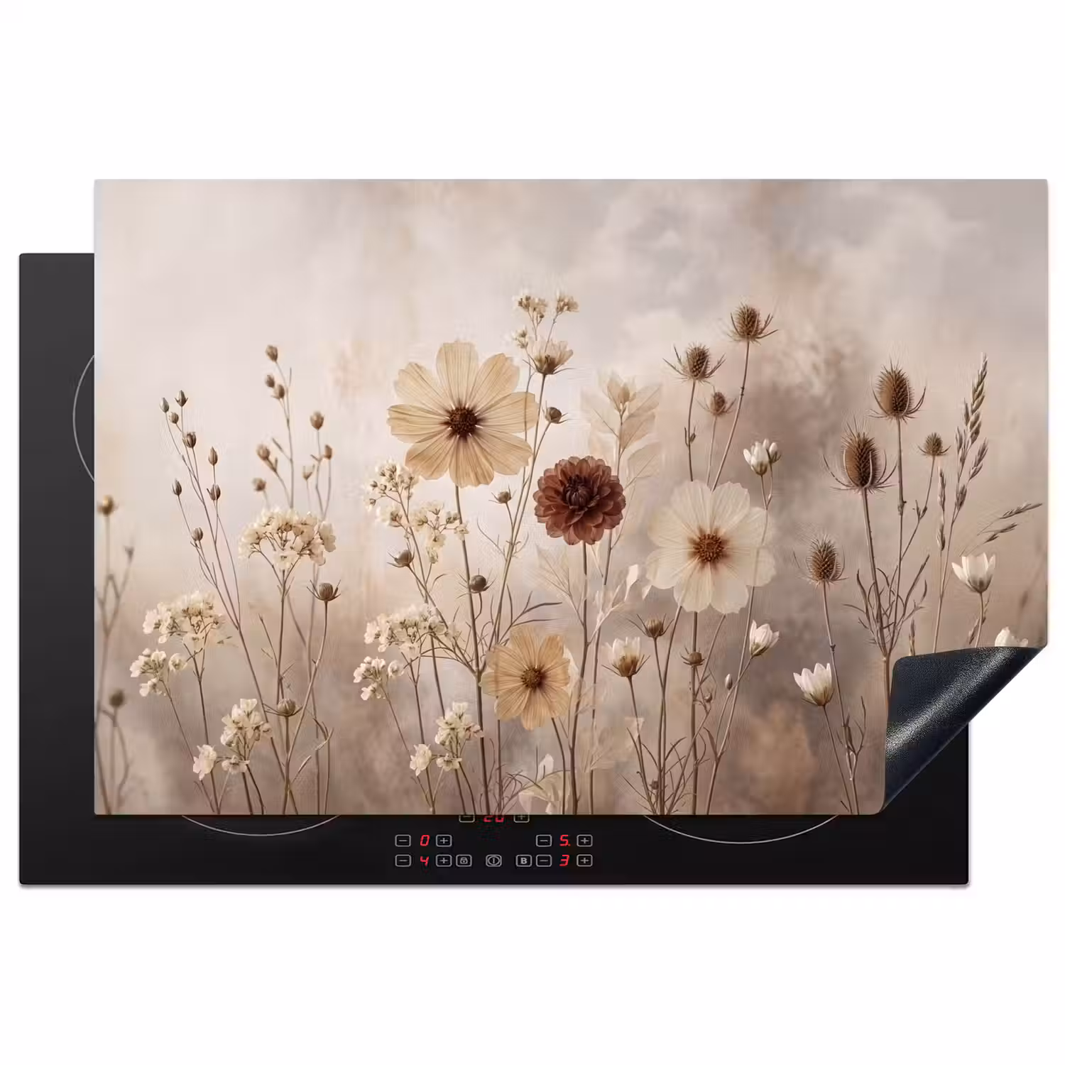 Wilde bloemen - Botanisch - Vintage - Natuur - Rustiek Inductie beschermer vinyl 3mm klein -3d