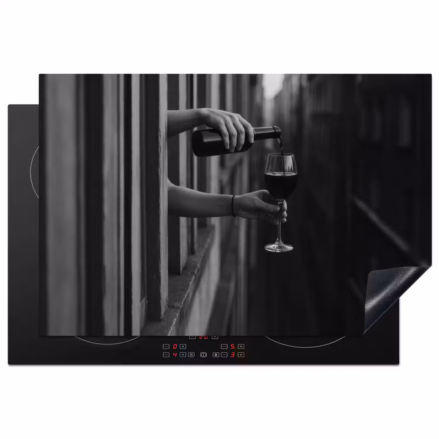 Wijnfles - Glas - Handen - Raam Inductie beschermer vinyl 3mm klein -3d