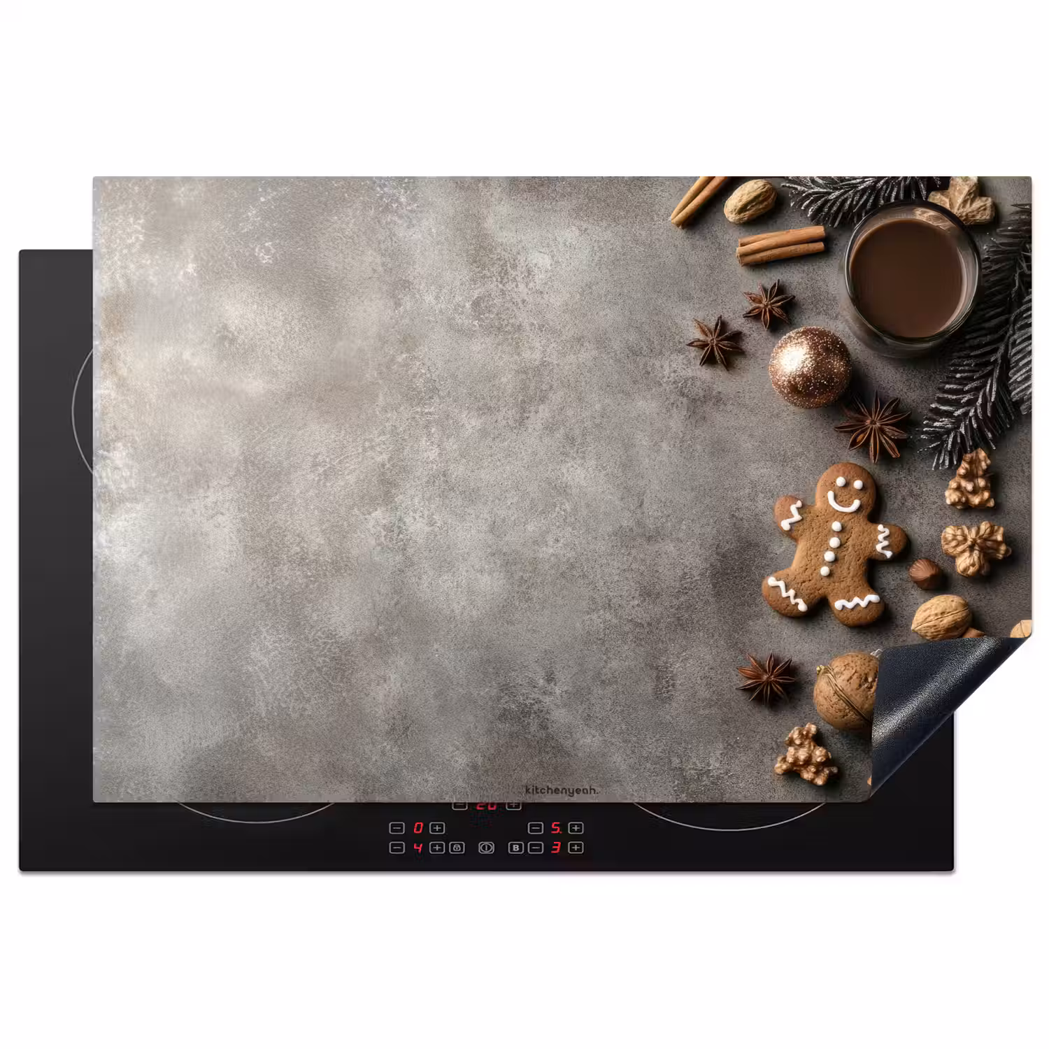 Winter - Kerst - Beton - Gingerbread man Inductie beschermer vinyl 3mm klein -3d