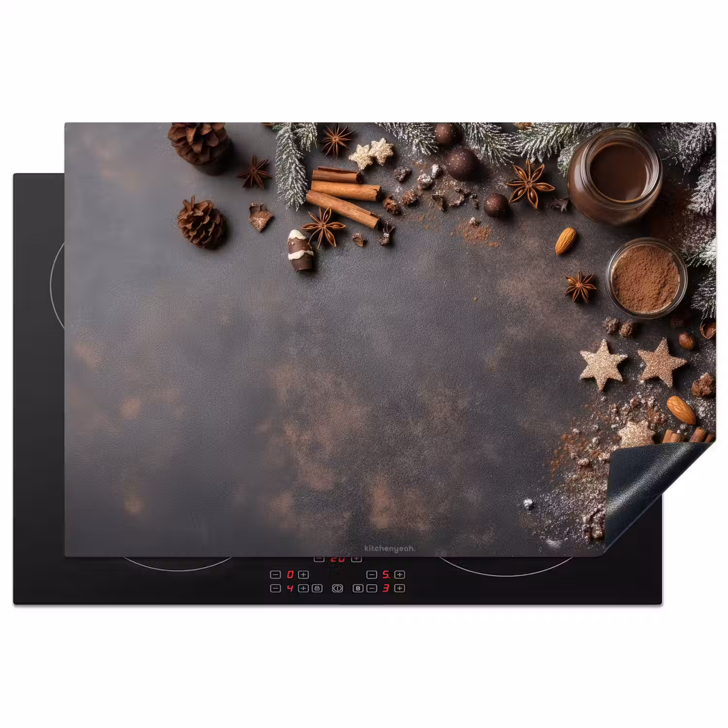 Winter - Kerst - Specerijen - Beton Inductie beschermer vinyl 3mm klein -3d