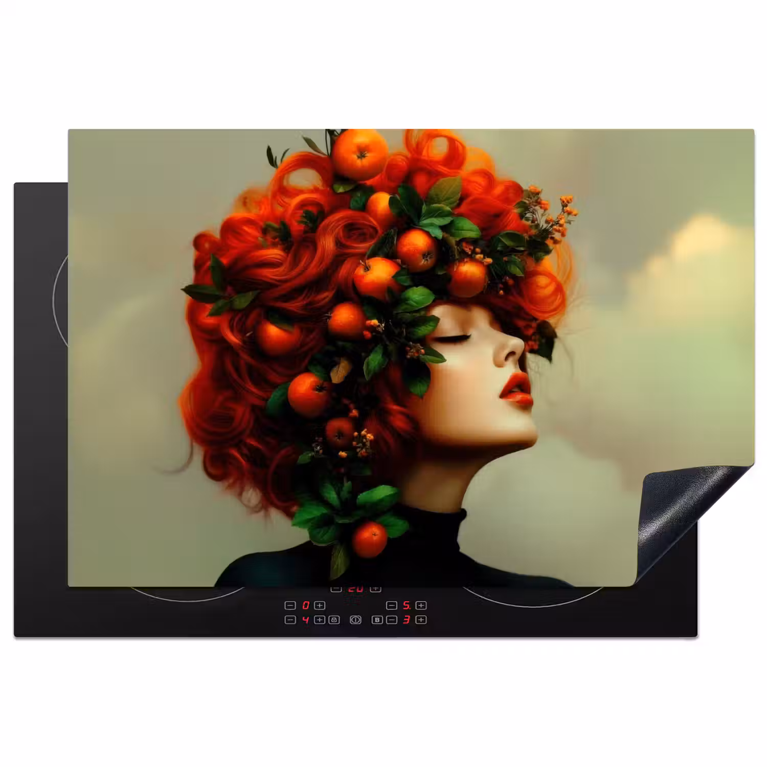 Vrouw - Appels - Rood - Bladeren Inductie beschermer vinyl 3mm klein -3d