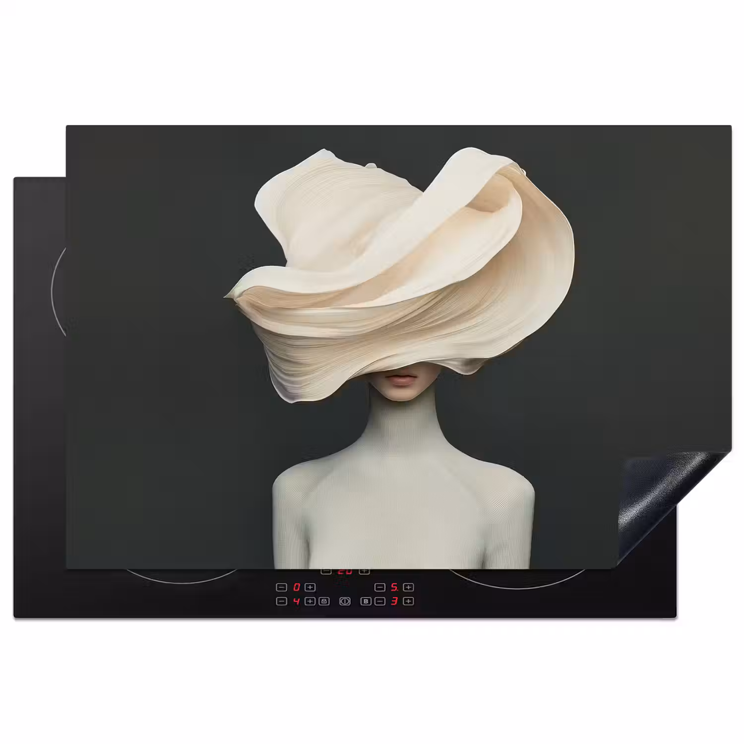 Vrouw - Beige - hoed Inductie beschermer vinyl 3mm klein -3d