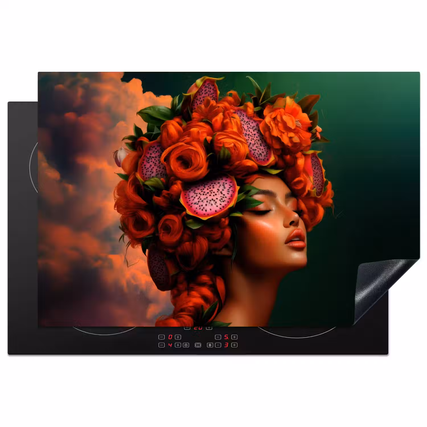 Vrouw - Drankenfruit - Rozen Inductie beschermer vinyl 3mm klein -3d