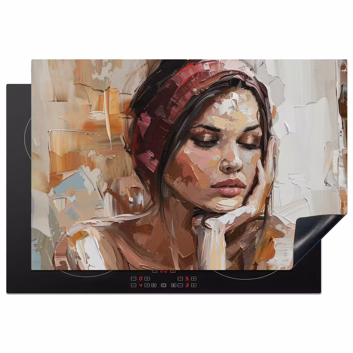 Vrouw - Verflook - Portret - Modern Inductie beschermer vinyl 3mm klein -3d