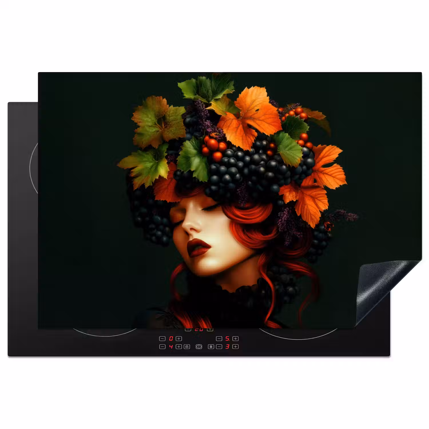 Vrouw - Rood - Groen - Druiven Inductie beschermer vinyl 3mm klein -3d