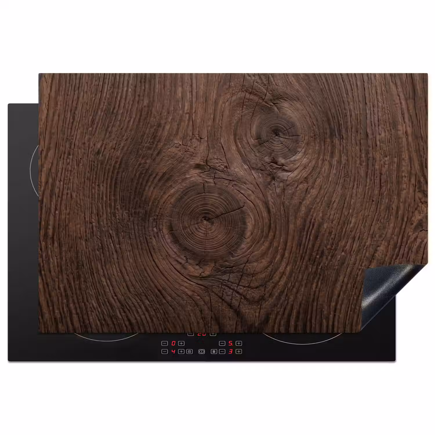 Houtnerf - Textuur - Patroon - Bruin - Rustiek Inductie beschermer vinyl 3mm klein -3d