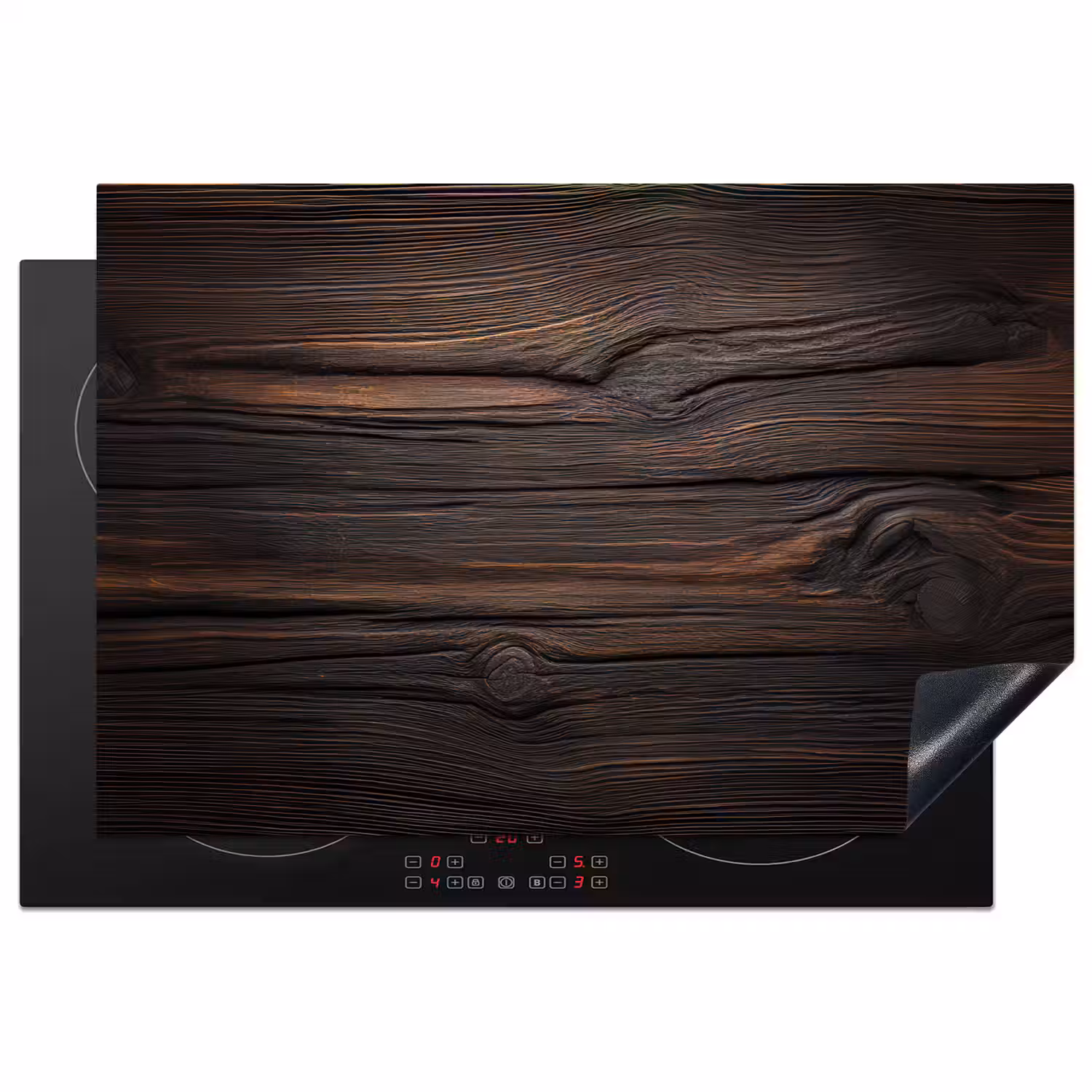 Hout - Grillige nerven Inductie beschermer vinyl 3mm klein -3d