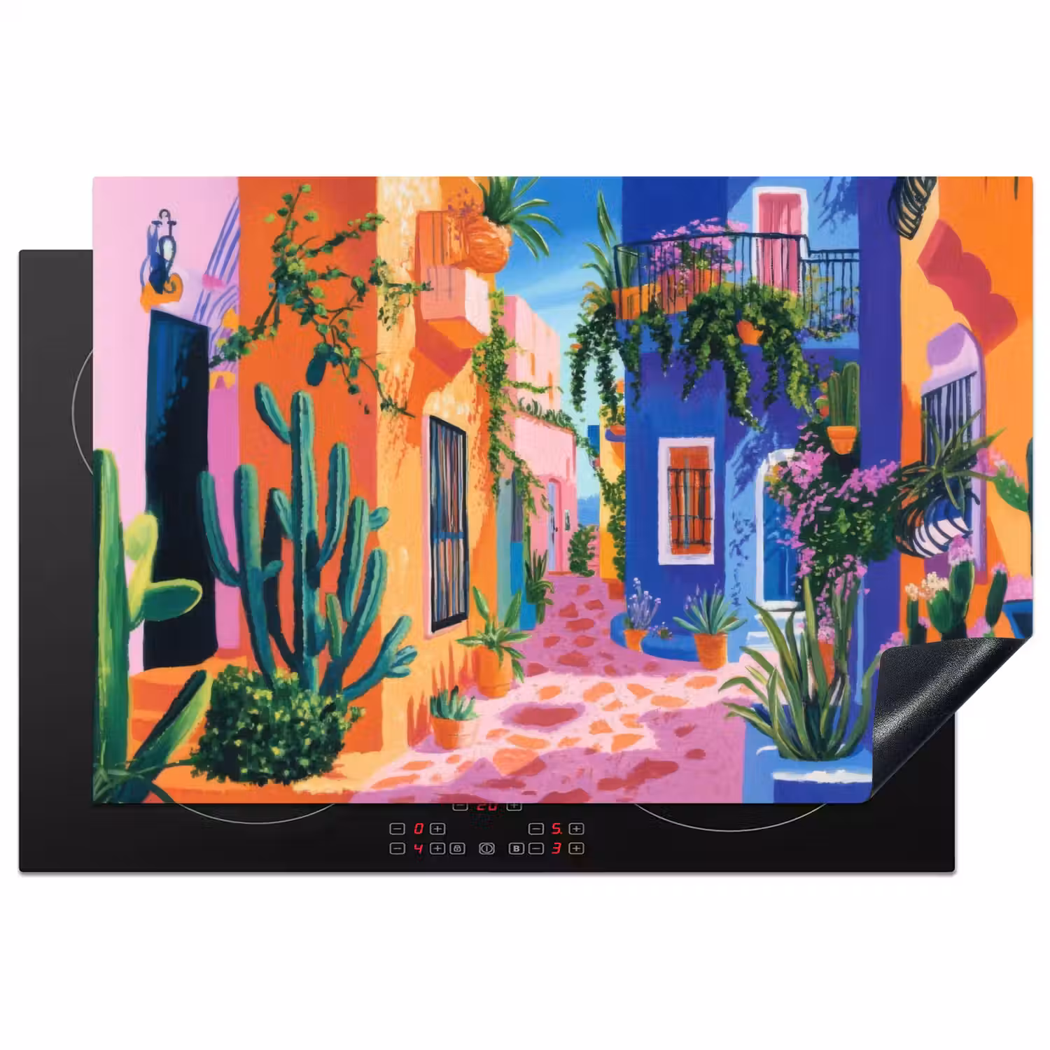 Geel - Blauw - Oranje - Huis Inductie beschermer vinyl 3mm klein -3d