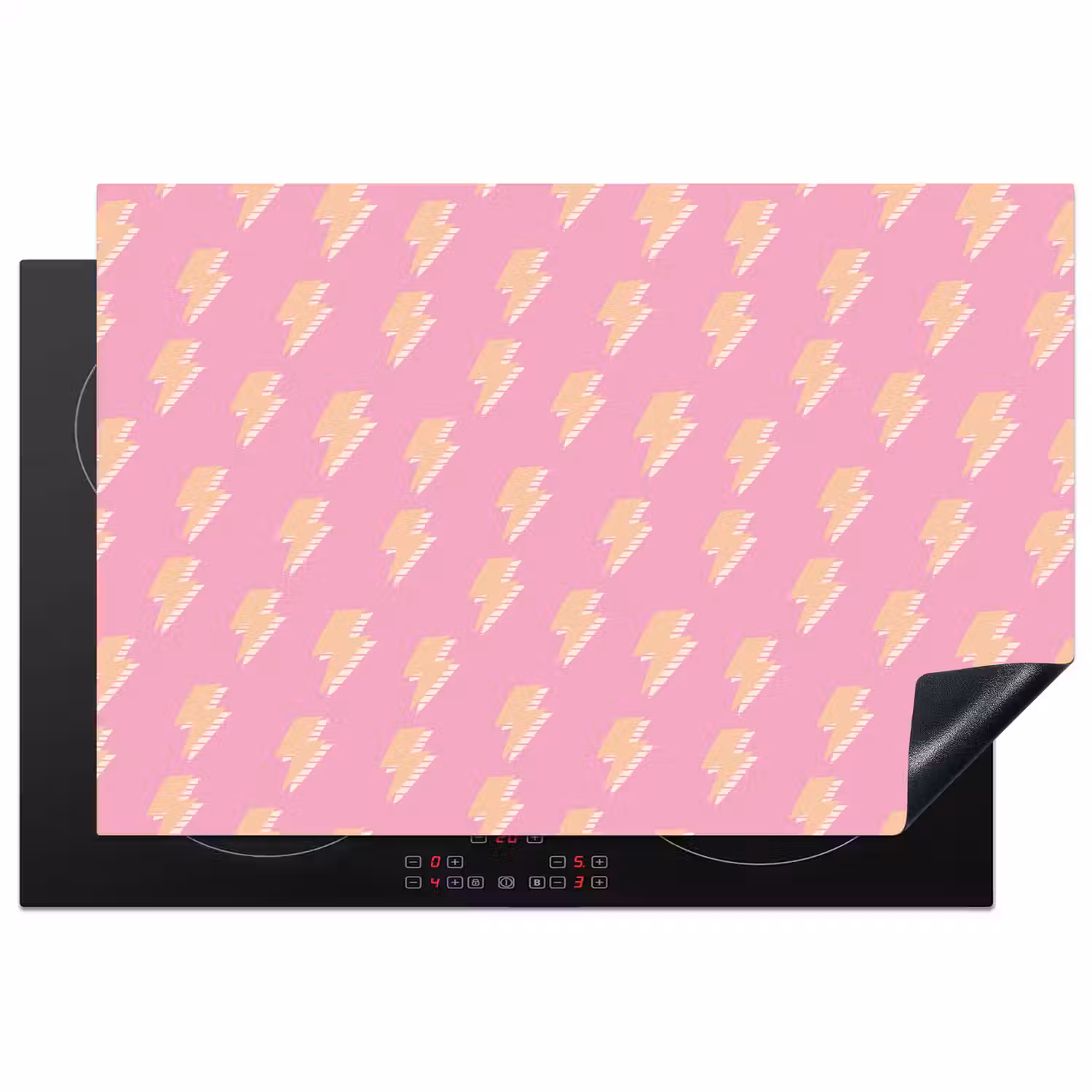 Geel - Bliksem - Roze Inductie beschermer vinyl 3mm klein 276 -3d