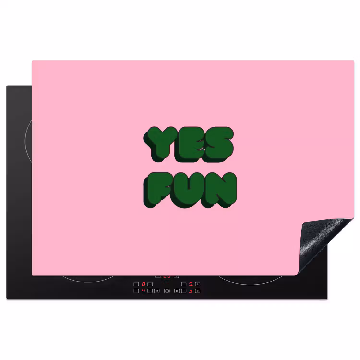 Yes fun - Groen - Roze Inductie beschermer vinyl 3mm klein -3d