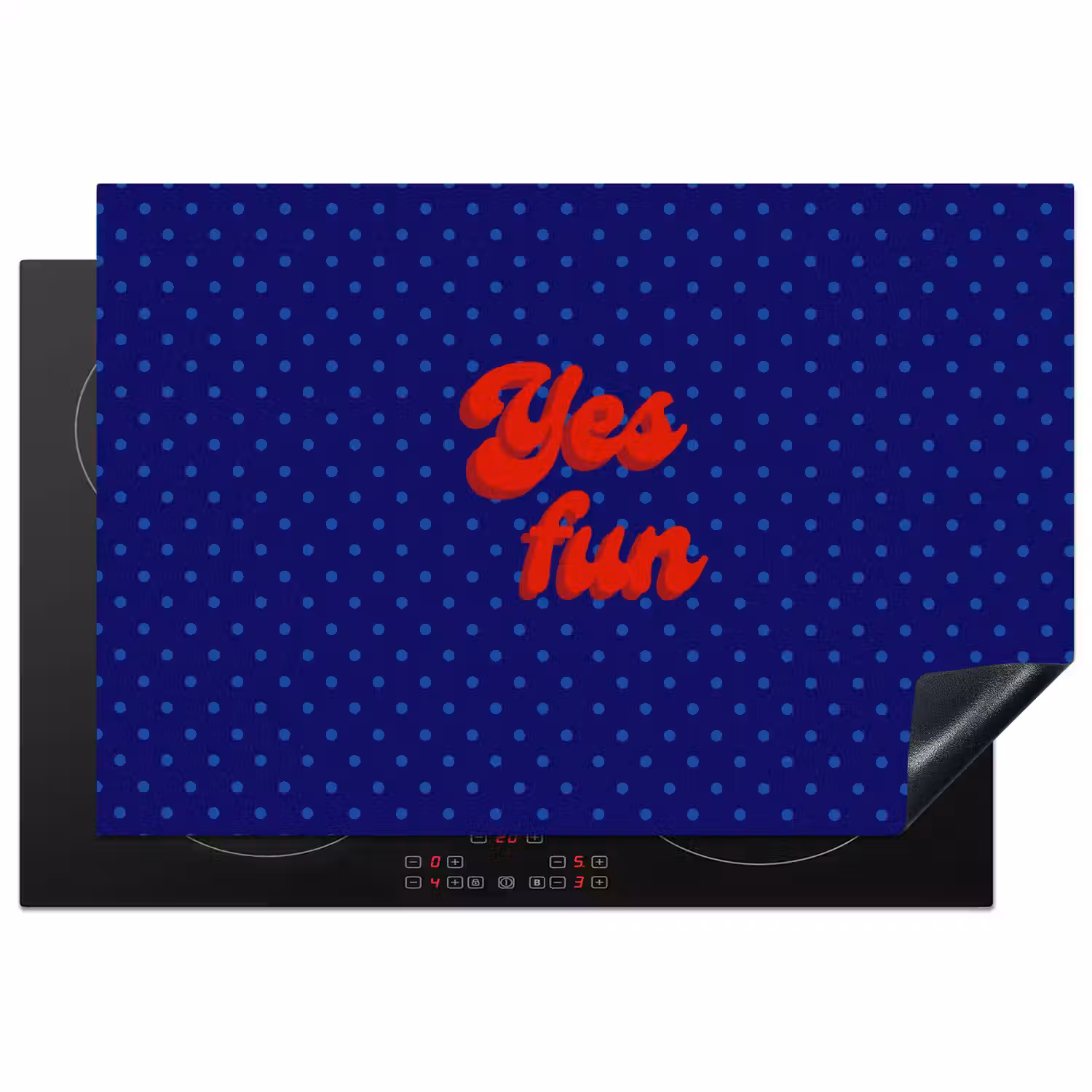 Yes fun - Rood - Blauw - Stippen Inductie beschermer vinyl 3mm klein -3d