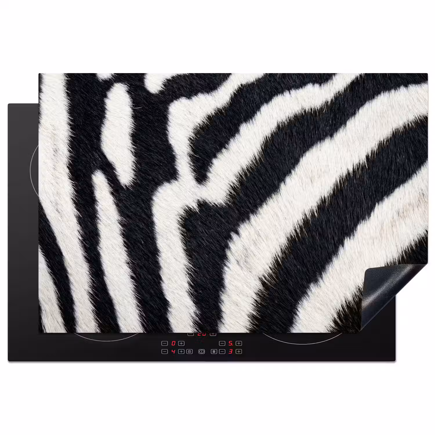 Zebra - Vacht - Klassiek - Zwart - Wit Inductie beschermer vinyl 3mm klein -3d