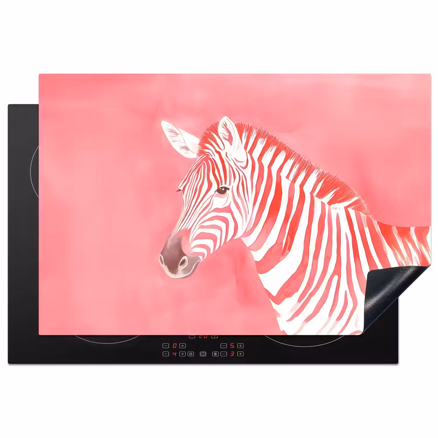 Zebra - Pink - Verf Inductie beschermer vinyl 3mm klein -3d