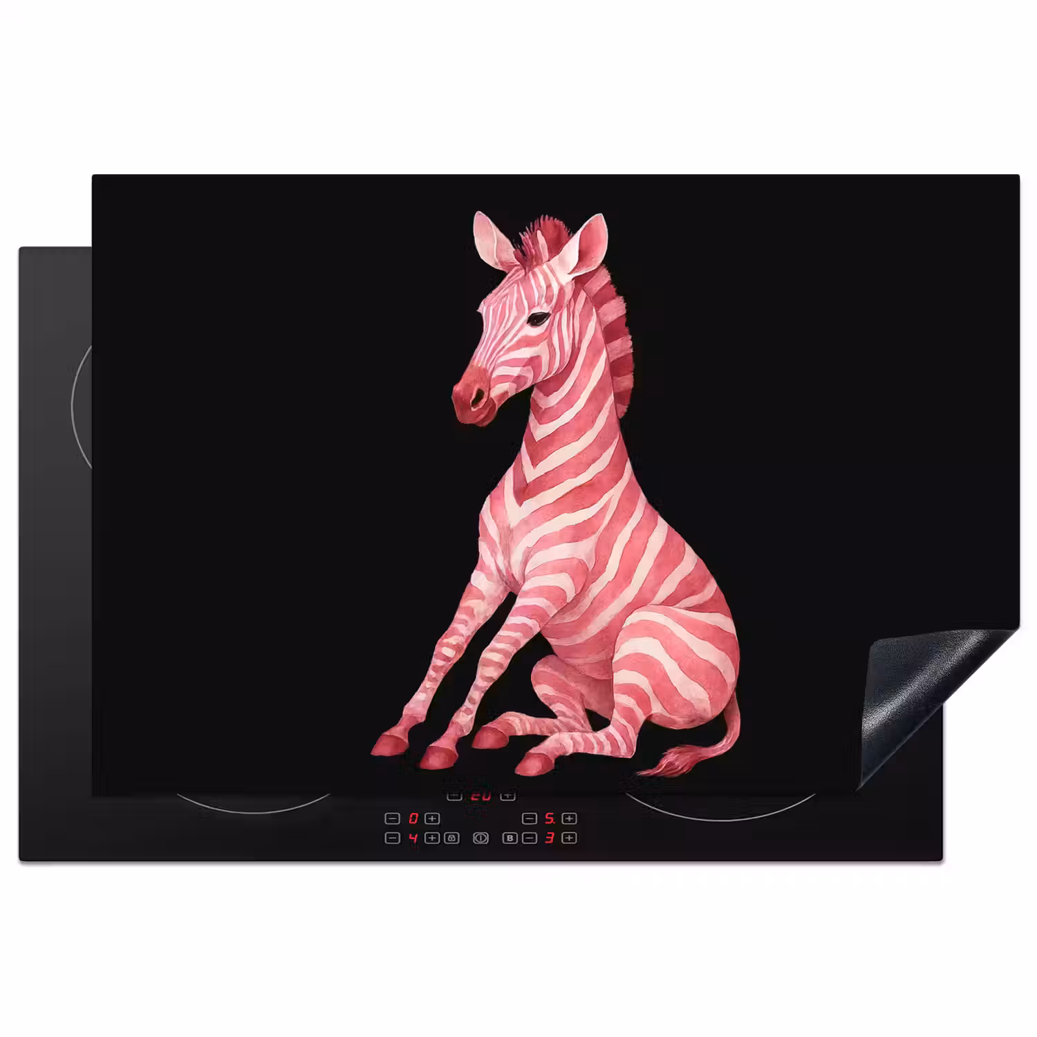 Zebra - Roze - Gestreept Inductie beschermer vinyl 3mm klein -3d