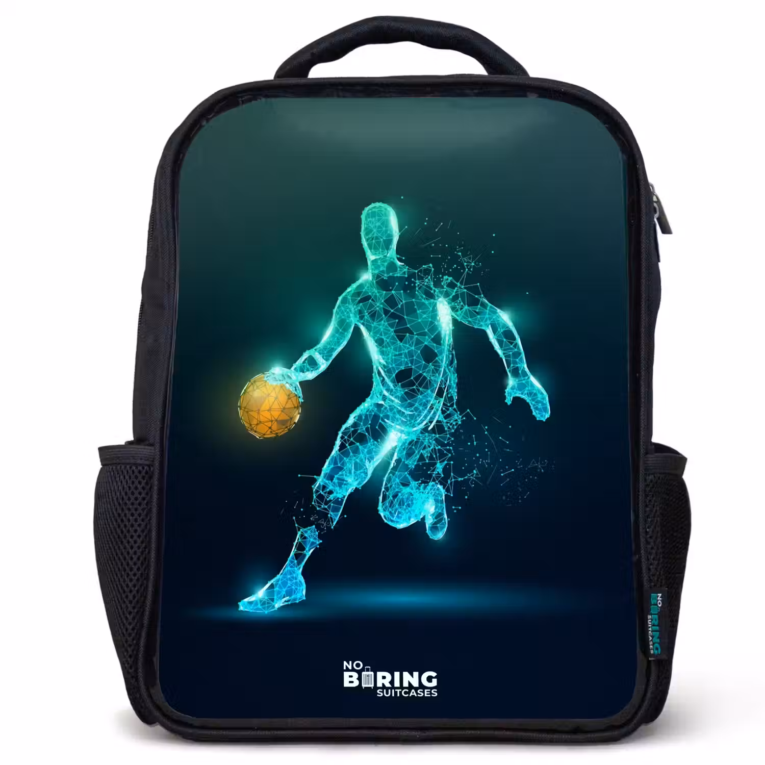 Basketbalspeler in neon dribbelactie Rugzak - Zwart middel -3d