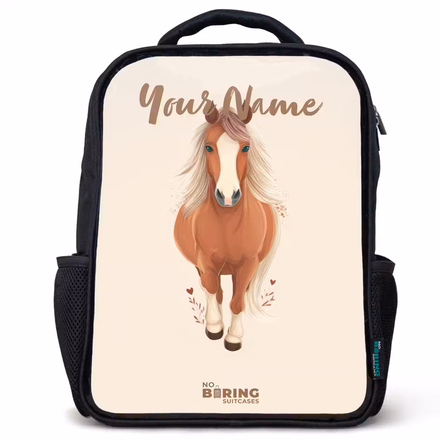 Bruin paard in gallop Rugzak - Zwart middel -3d